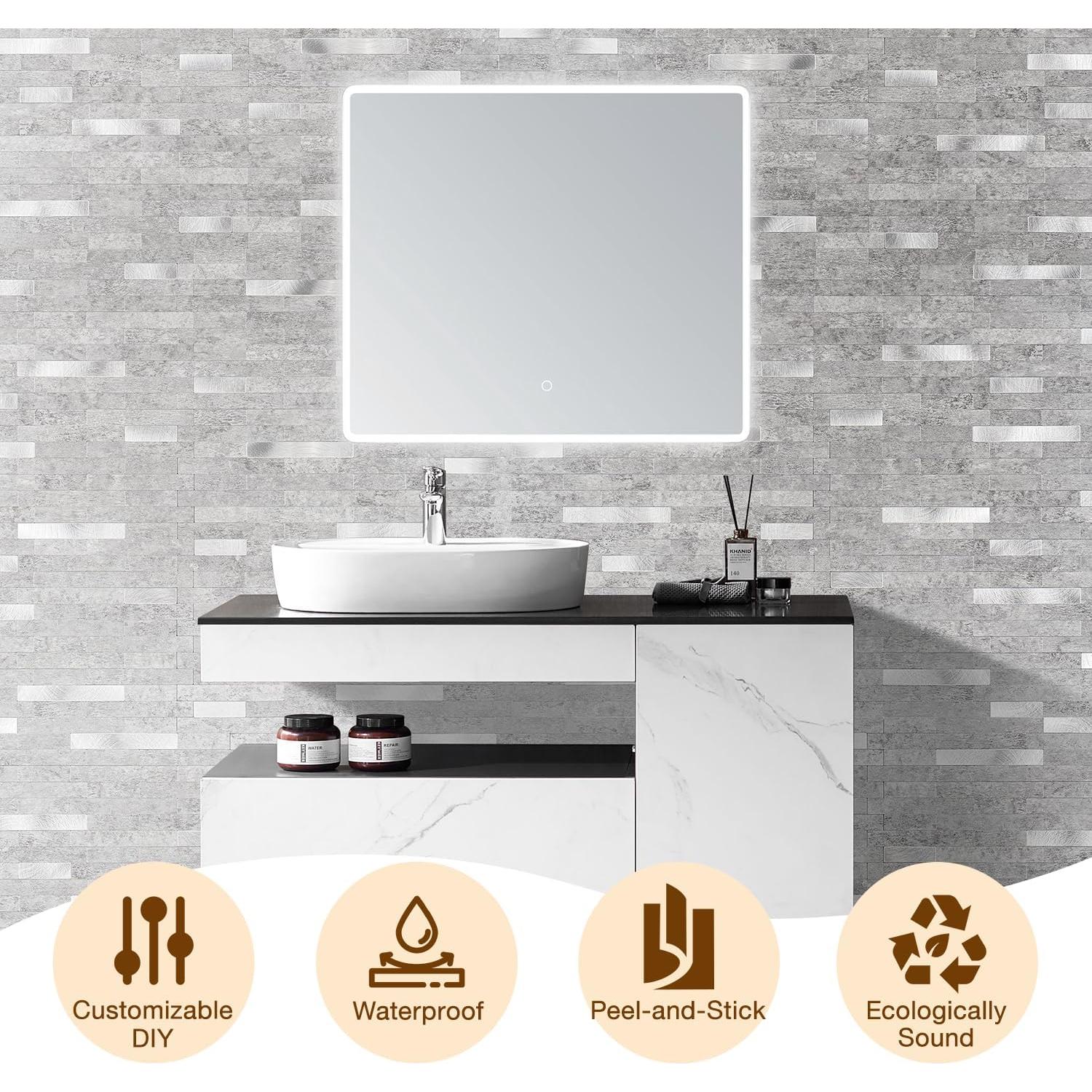 Azulejos Autoadhesivos 3D Havenly - Piedra Gris Mate 20 Piezas