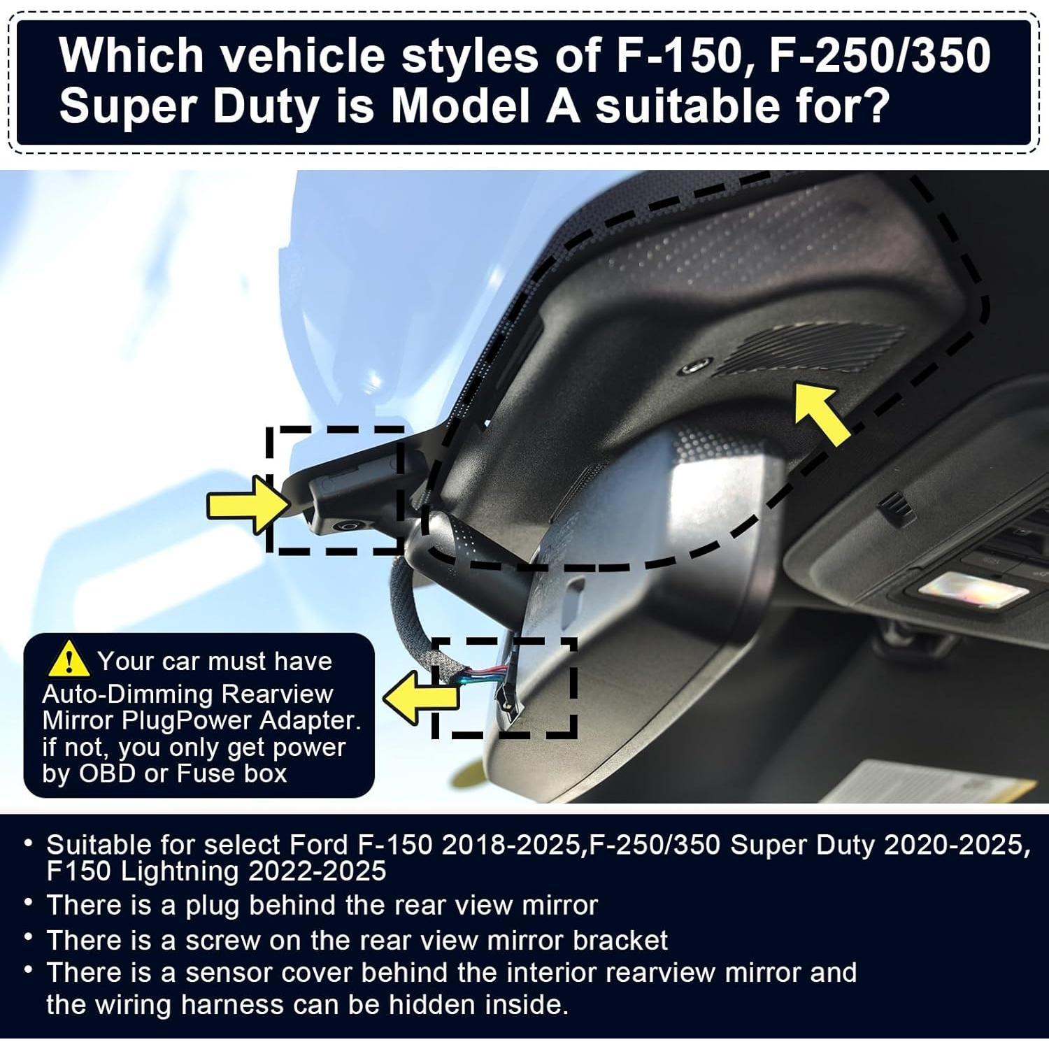 Cámara Dash 4K Delantera y 1080P Trasera Mangoal para Ford F150 2018-2025