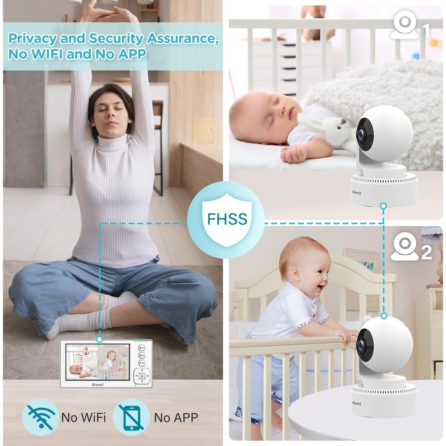 Monitor de Bebé Blemil BL9046-2 con 2 Cámaras y Pantalla 4.3''