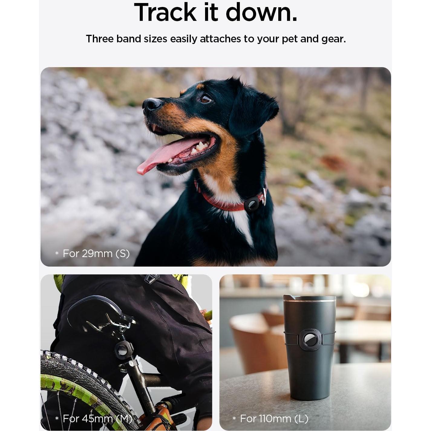 Funda Spigen Tag Armor para AirTag - Collar Mascota, Bicicleta, Negro