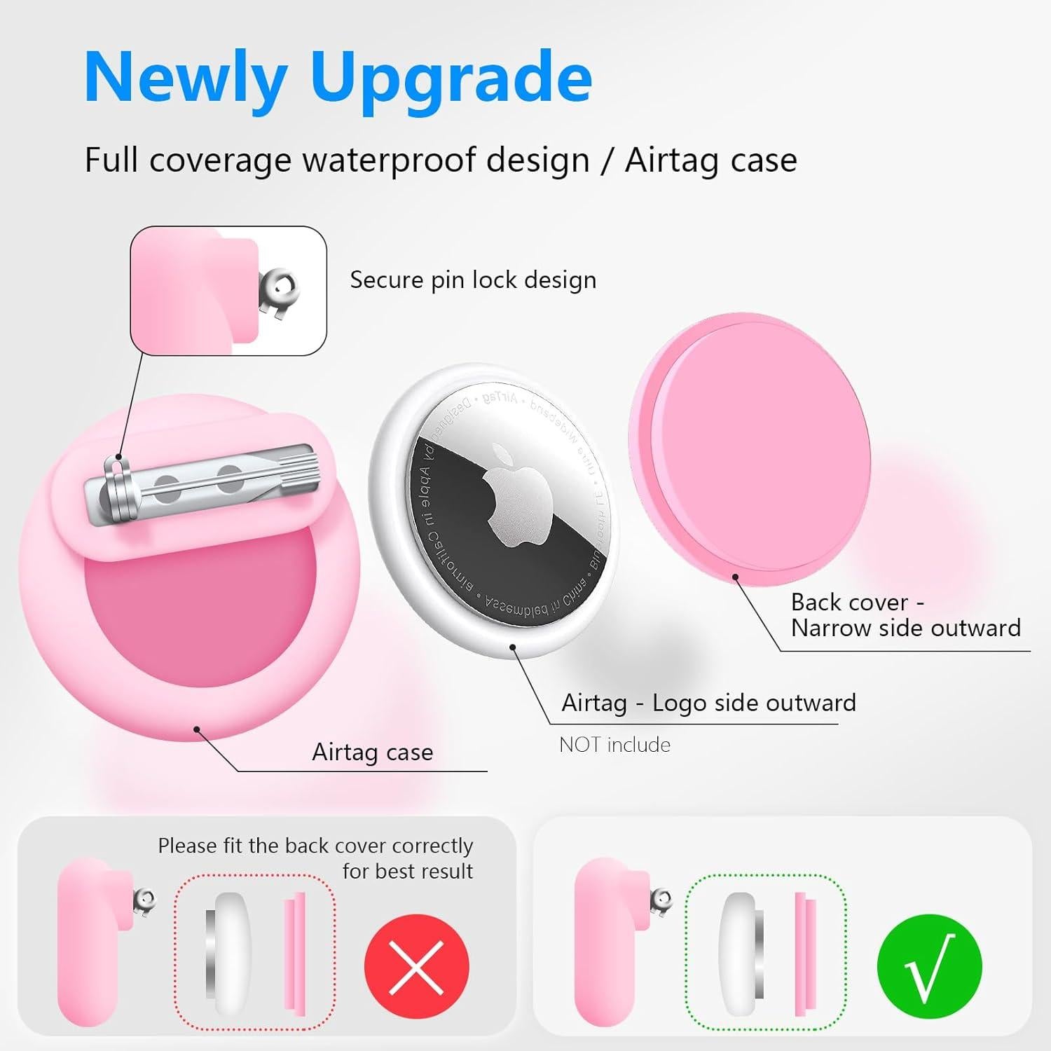 Funda Impermeable Oculta para AirTag Meleetoon - Paquete de 4