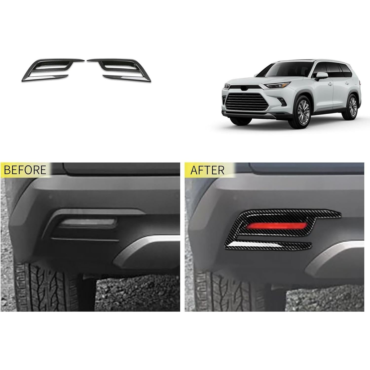 Cubierta de Lámpara de Niebla Toyota New Grand Highlander 2024-2025 - TUBAIZAI - ABS Fibra de Carbono - 2 Piezas