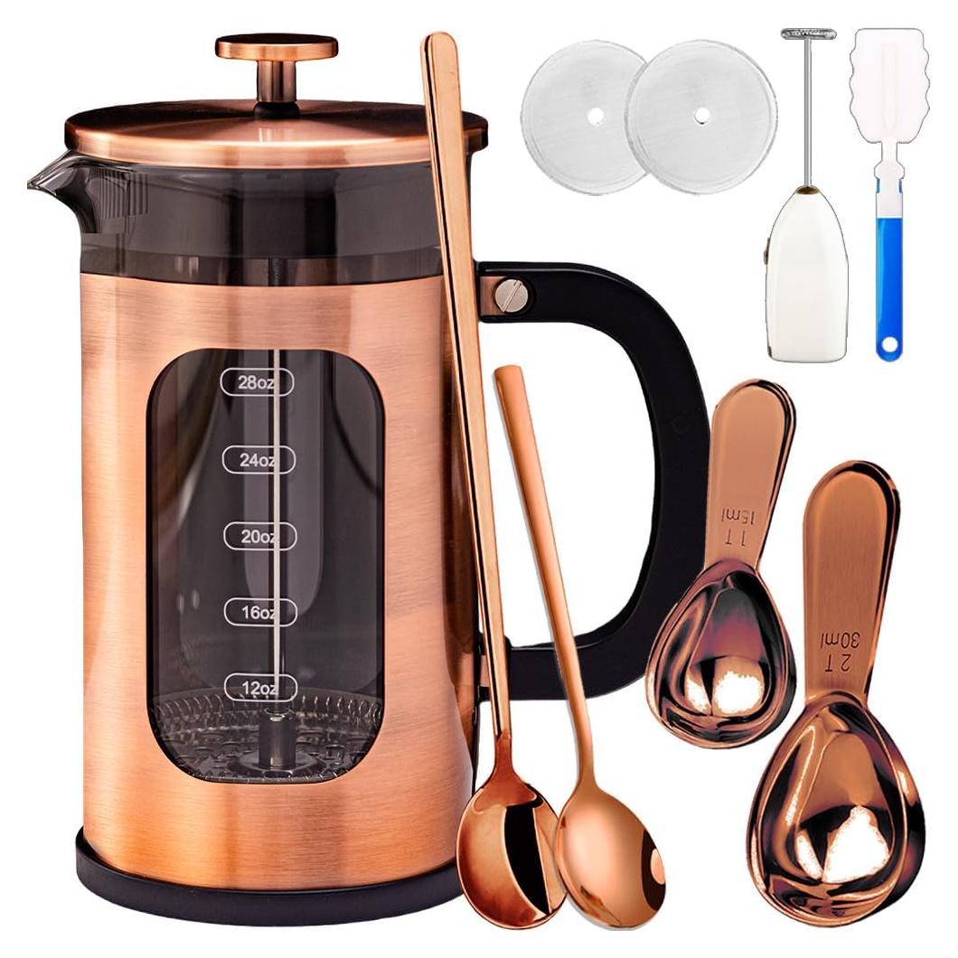 Prensa Francesa para Café 8 Tazas 1000 ml Acero Inoxidable ADAMITA