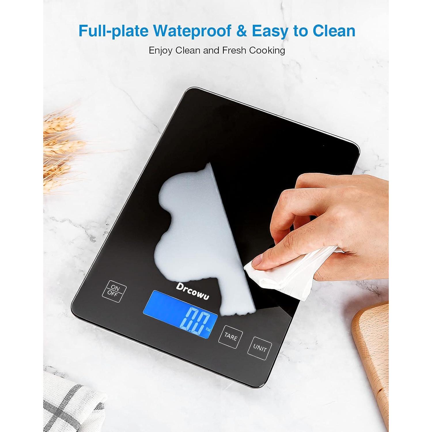 Escala de Cocina Digital Drcowu 15kg con Pantalla LCD Negra