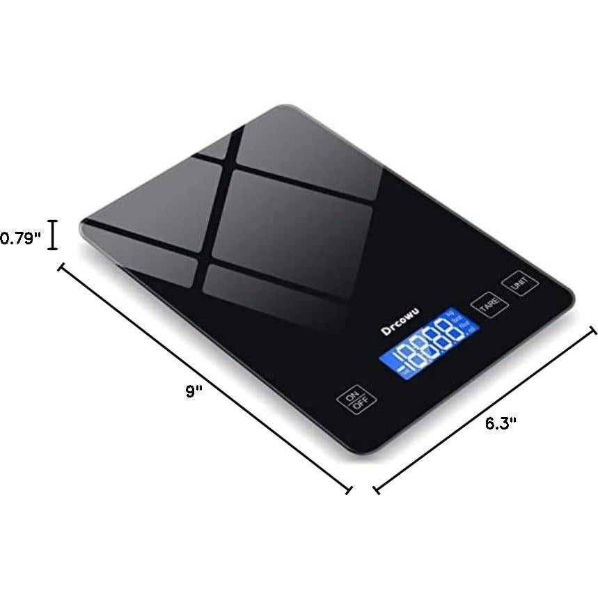 Escala de Cocina Digital Drcowu 15kg con Pantalla LCD Negra
