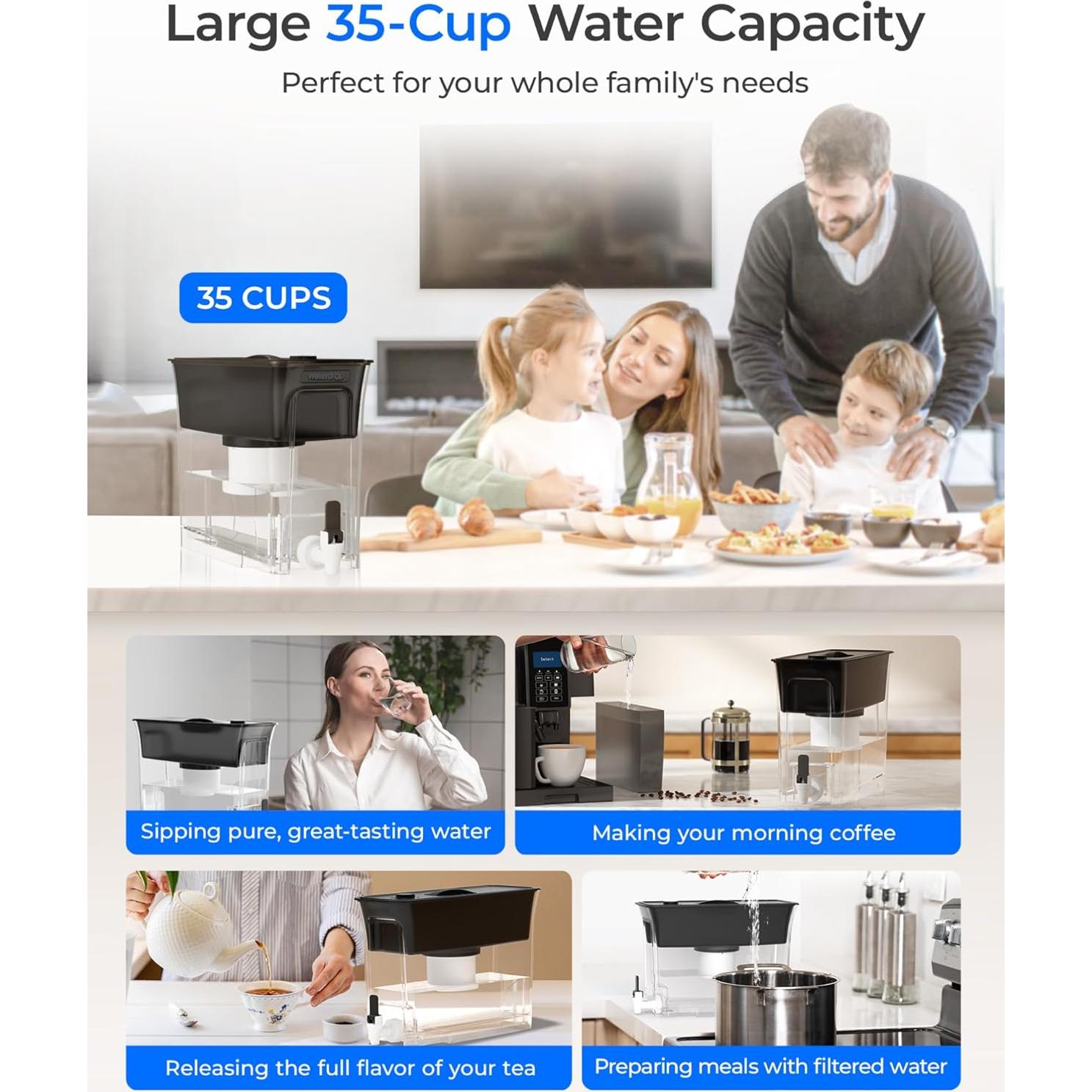 Dispensador de Agua Filtrada Waterdrop WD-WFD-02, 35 Tazas, Negro