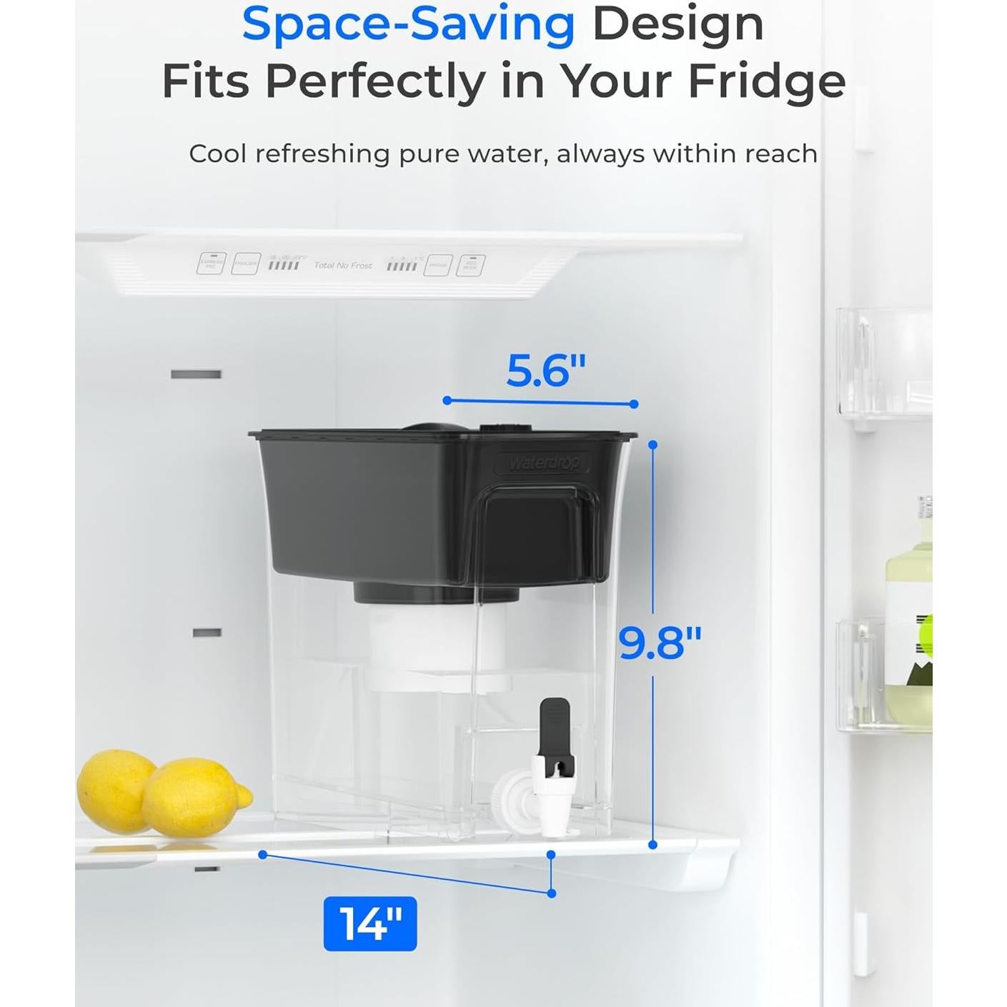 Dispensador de Agua Filtrada Waterdrop WD-WFD-02, 35 Tazas, Negro