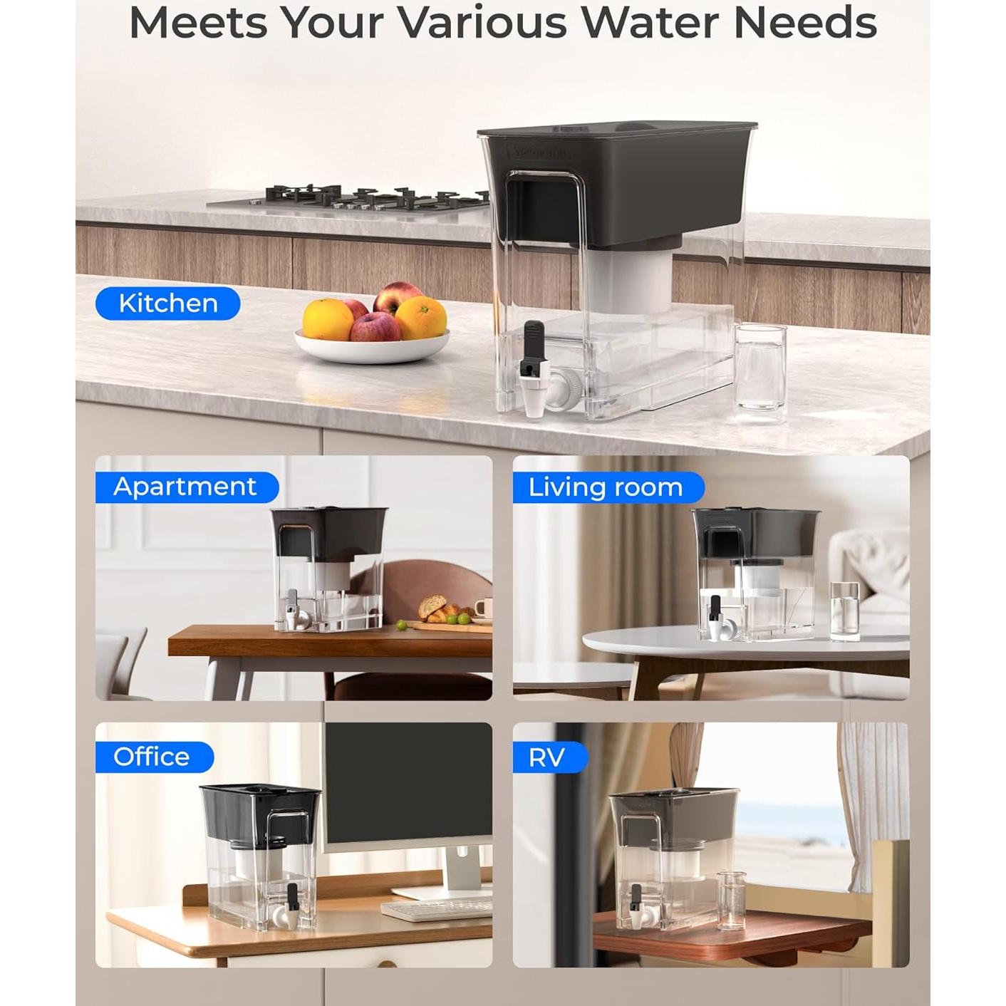 Dispensador de Agua Filtrada Waterdrop WD-WFD-02, 35 Tazas, Negro