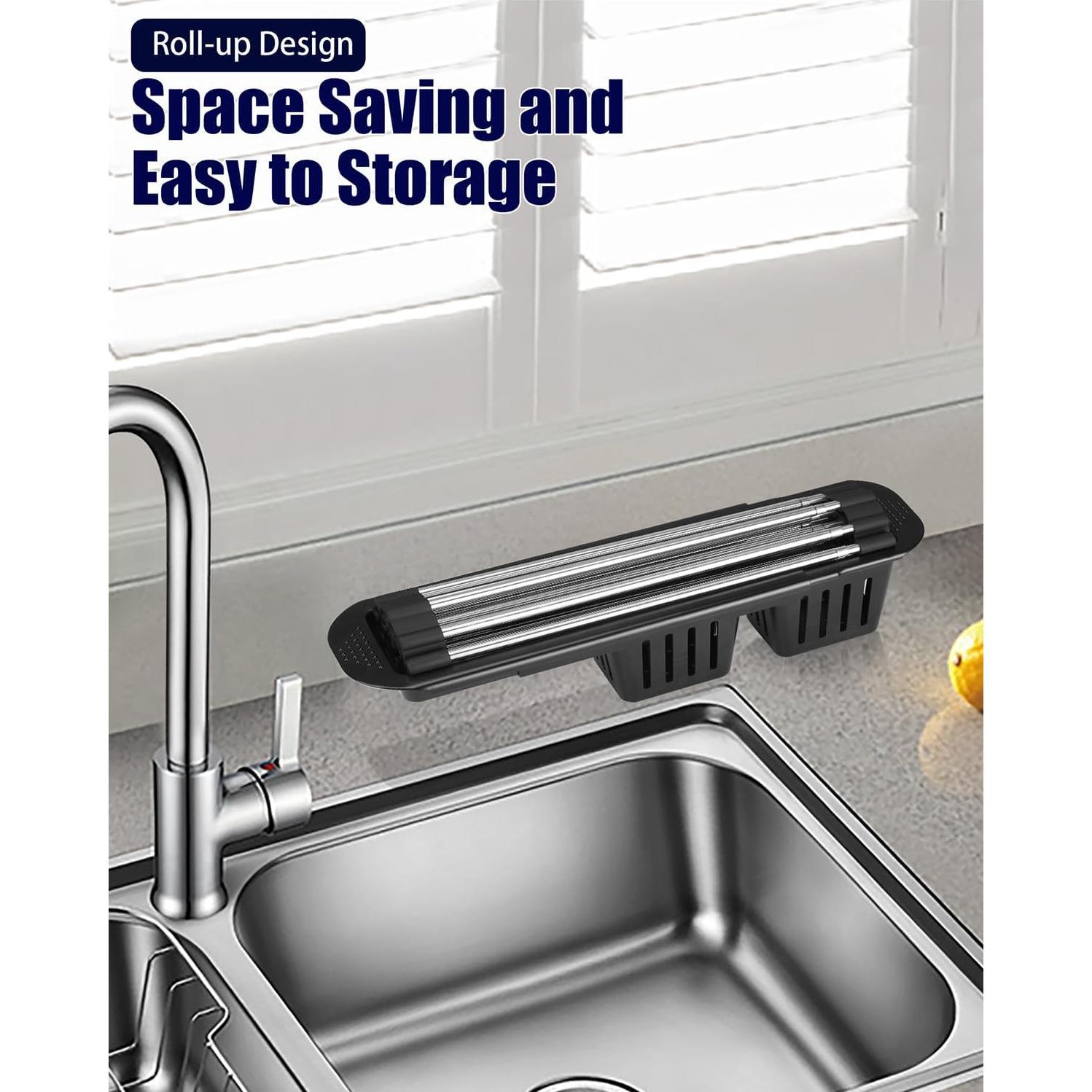 Escurridor de Platos Expandible CLNGAI Negro con Soporte