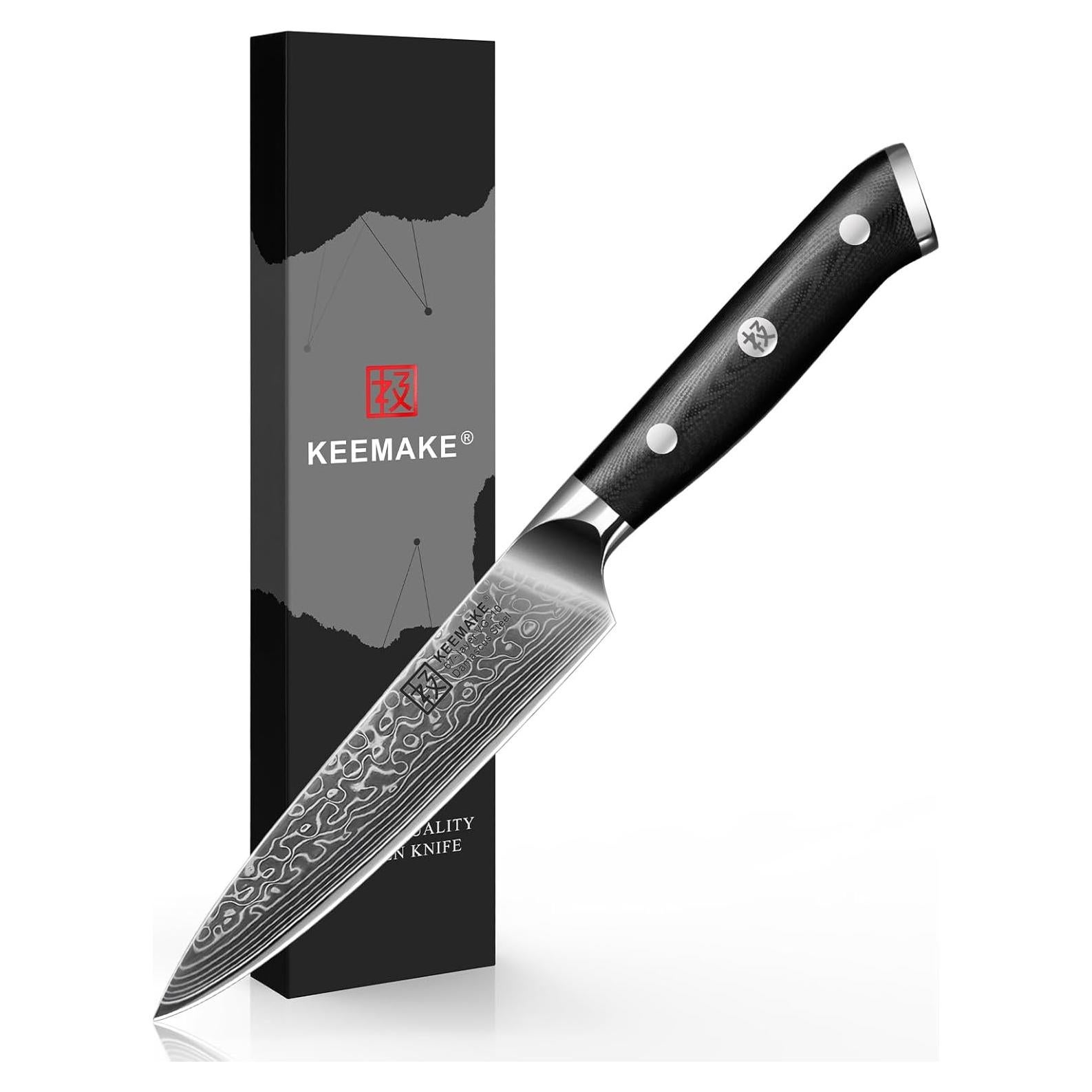 Cuchillo de Utilidad de Cocina KEEMAKE 12.7 cm Damasco G10