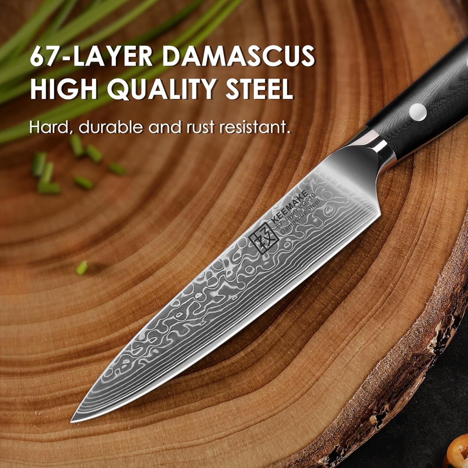 Cuchillo de Utilidad de Cocina KEEMAKE 12.7 cm Damasco G10