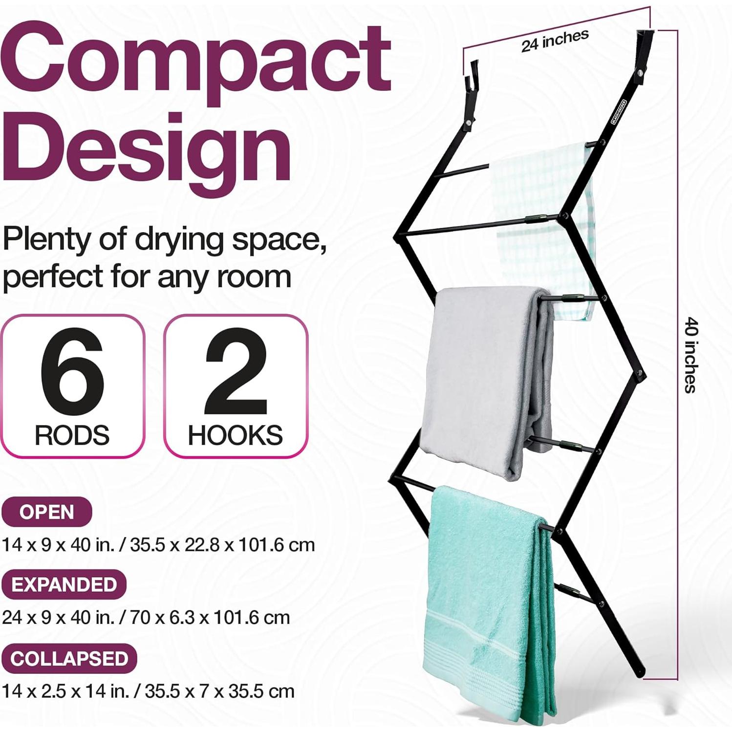 Estante de Secado Telescópico BLACK+DECKER 61 cm Plegable