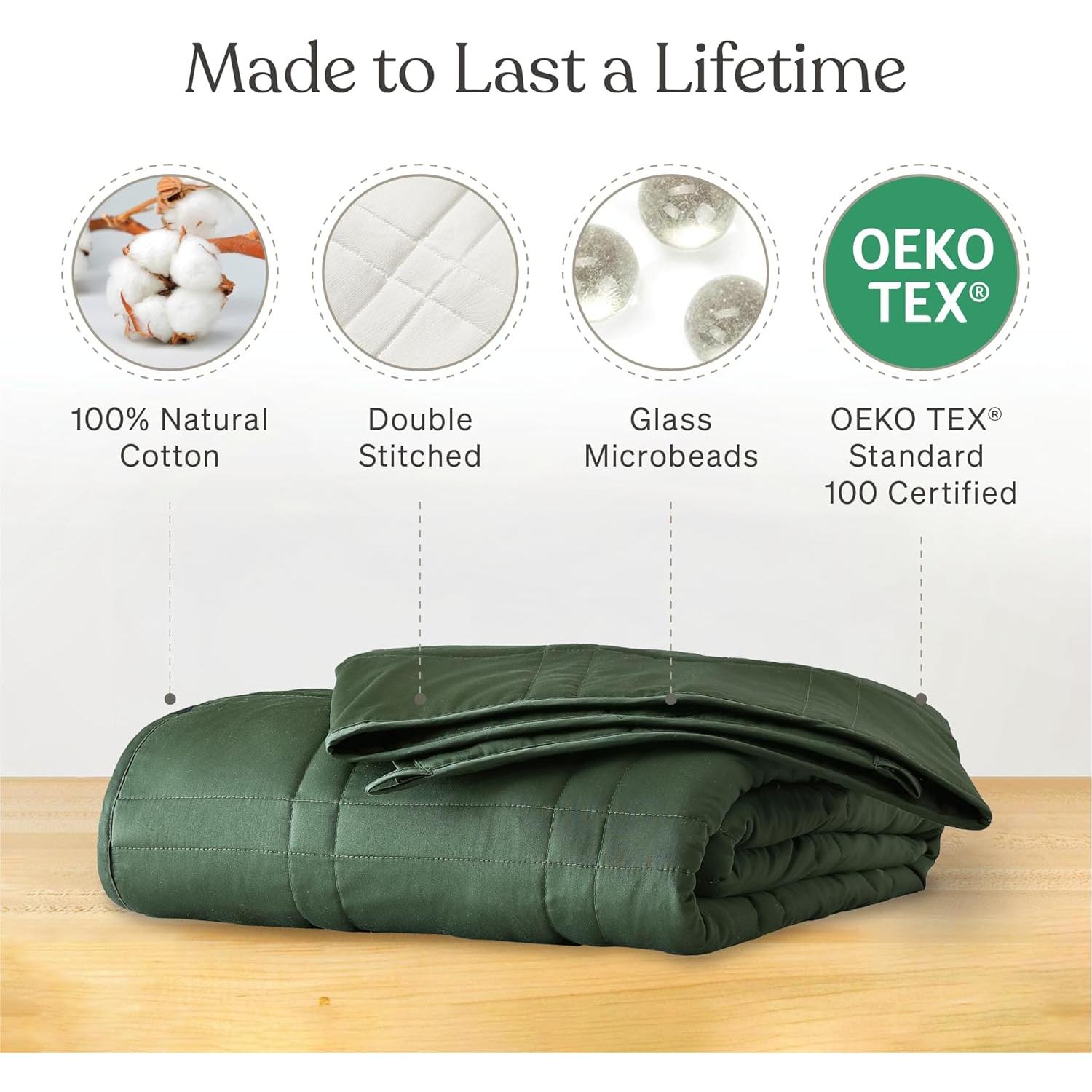 Manta con peso Baloo 5.4 kg Algodón Verde 106.68x182.88 cm