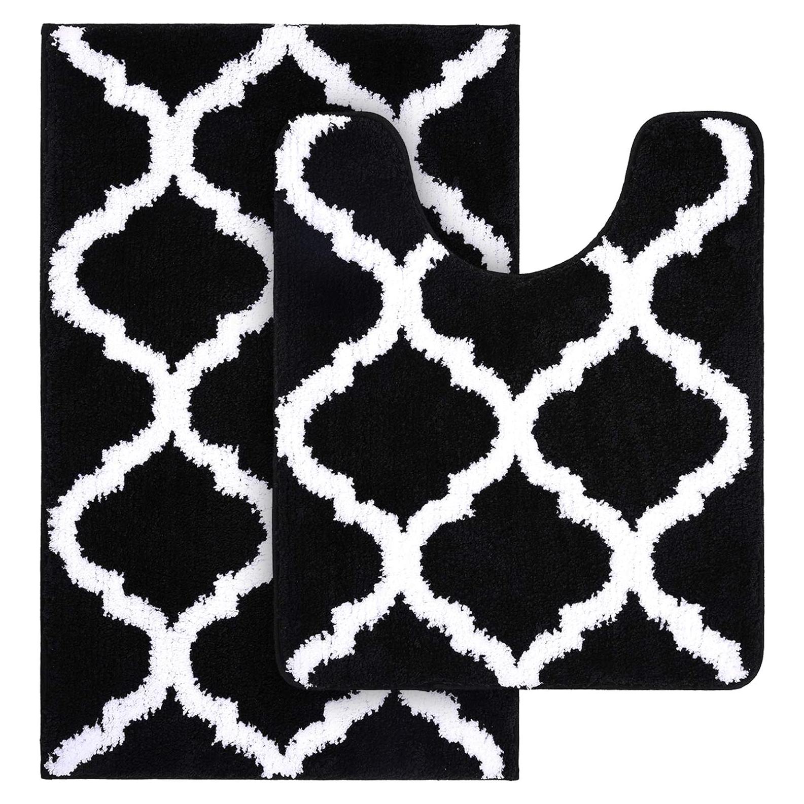 Conjunto de Alfombrillas de Baño OLANLY 2 Piezas Microfibra Negro