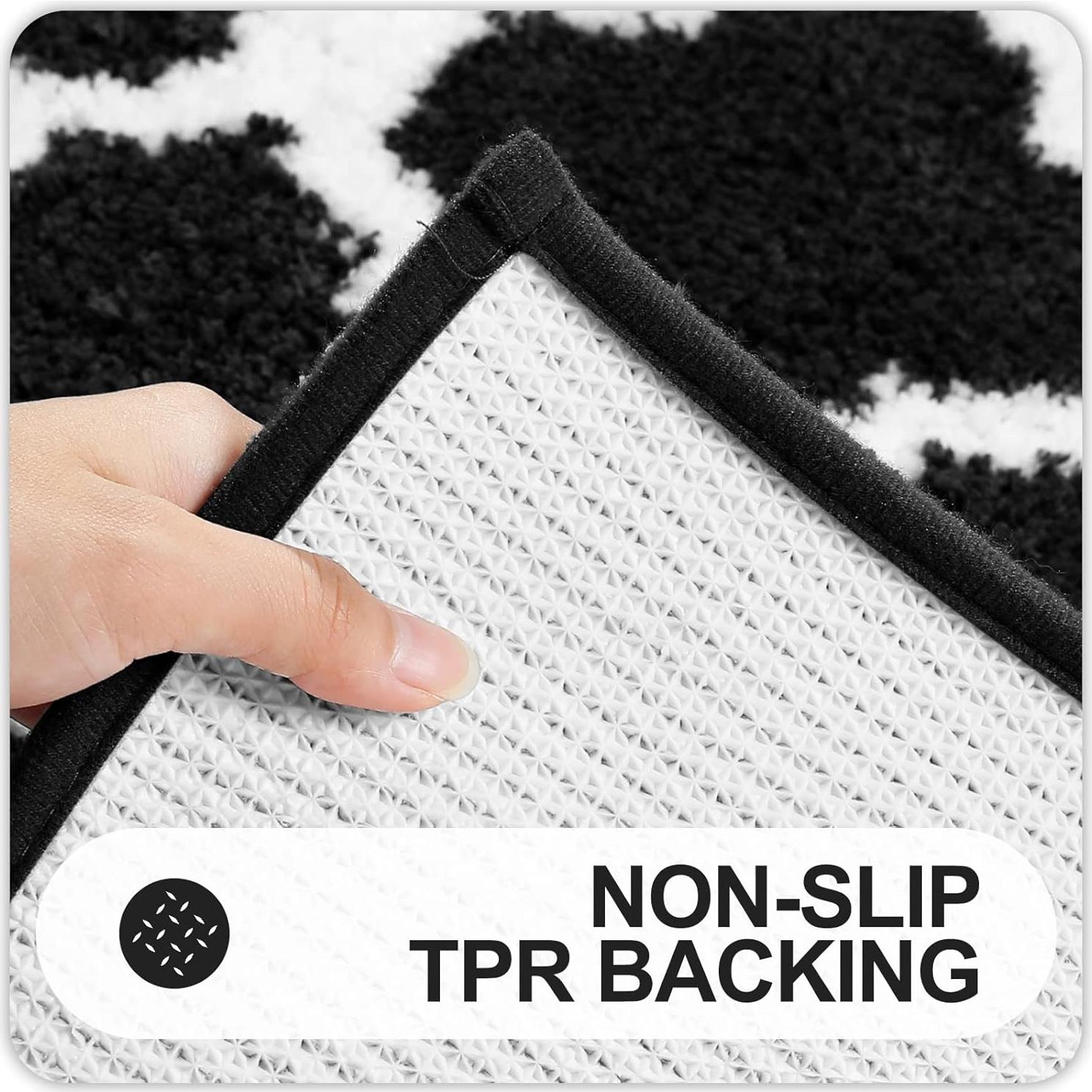 Conjunto de Alfombrillas de Baño OLANLY 2 Piezas Microfibra Negro