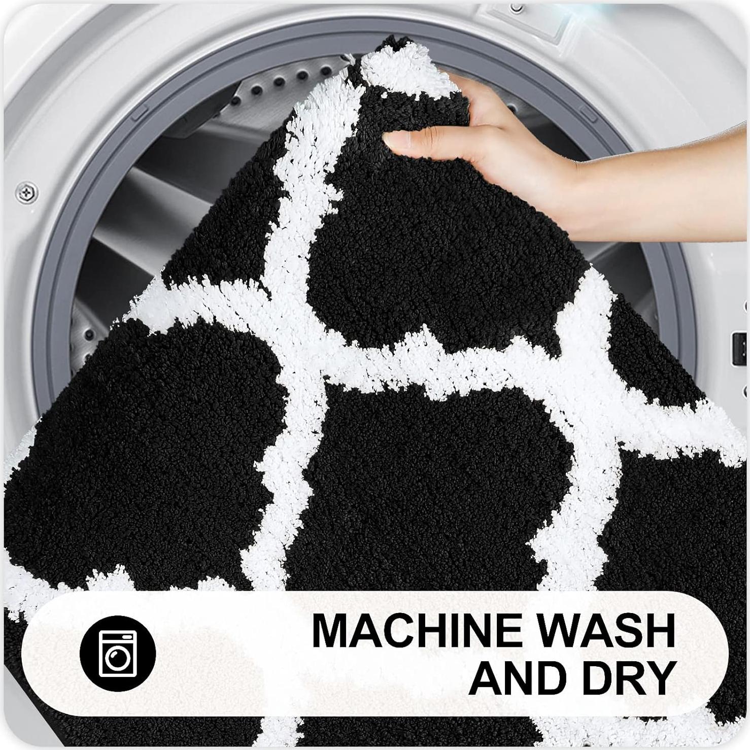 Conjunto de Alfombrillas de Baño OLANLY 2 Piezas Microfibra Negro