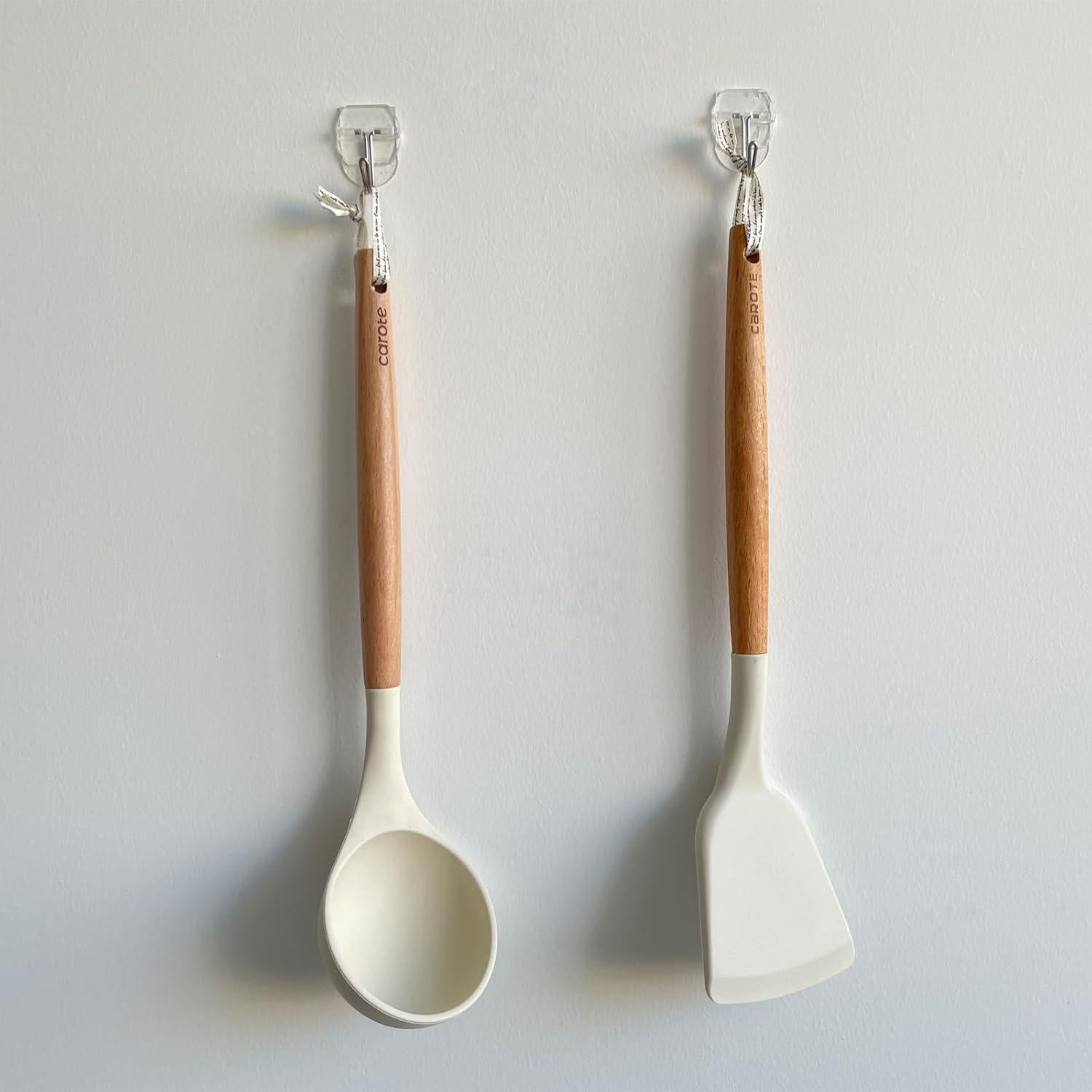 20 Ganchos Transparentes CARAINBO + 25 Tiras Adhesivas