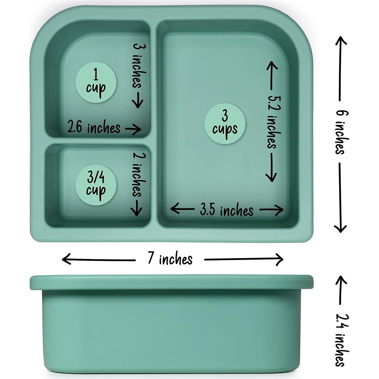 Caja Bento de Silicona PrimaStella Verde Irrompible 4 Compartimentos
