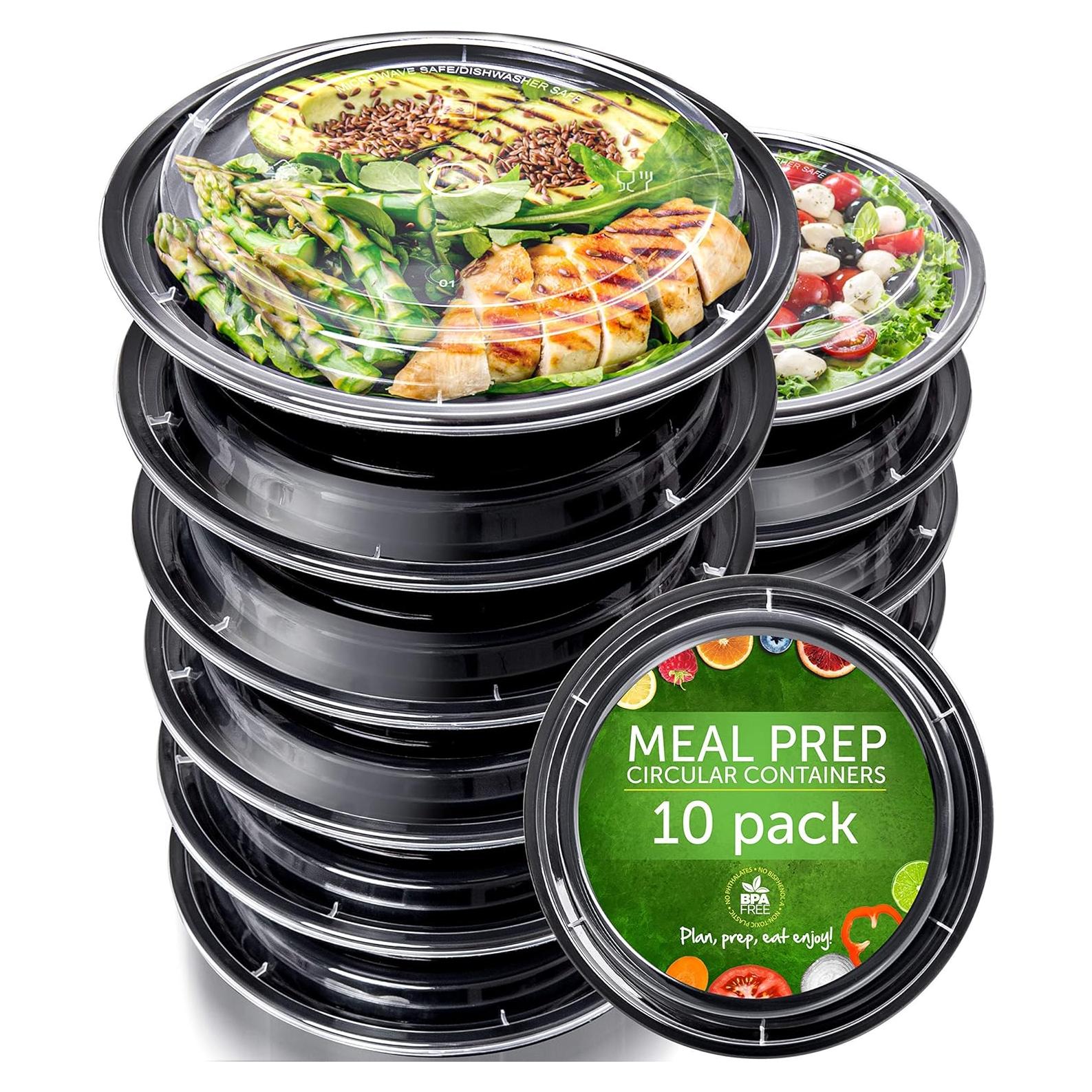 Recipientes de Plástico PrepNaturals 10 Unidades 24 oz Negros