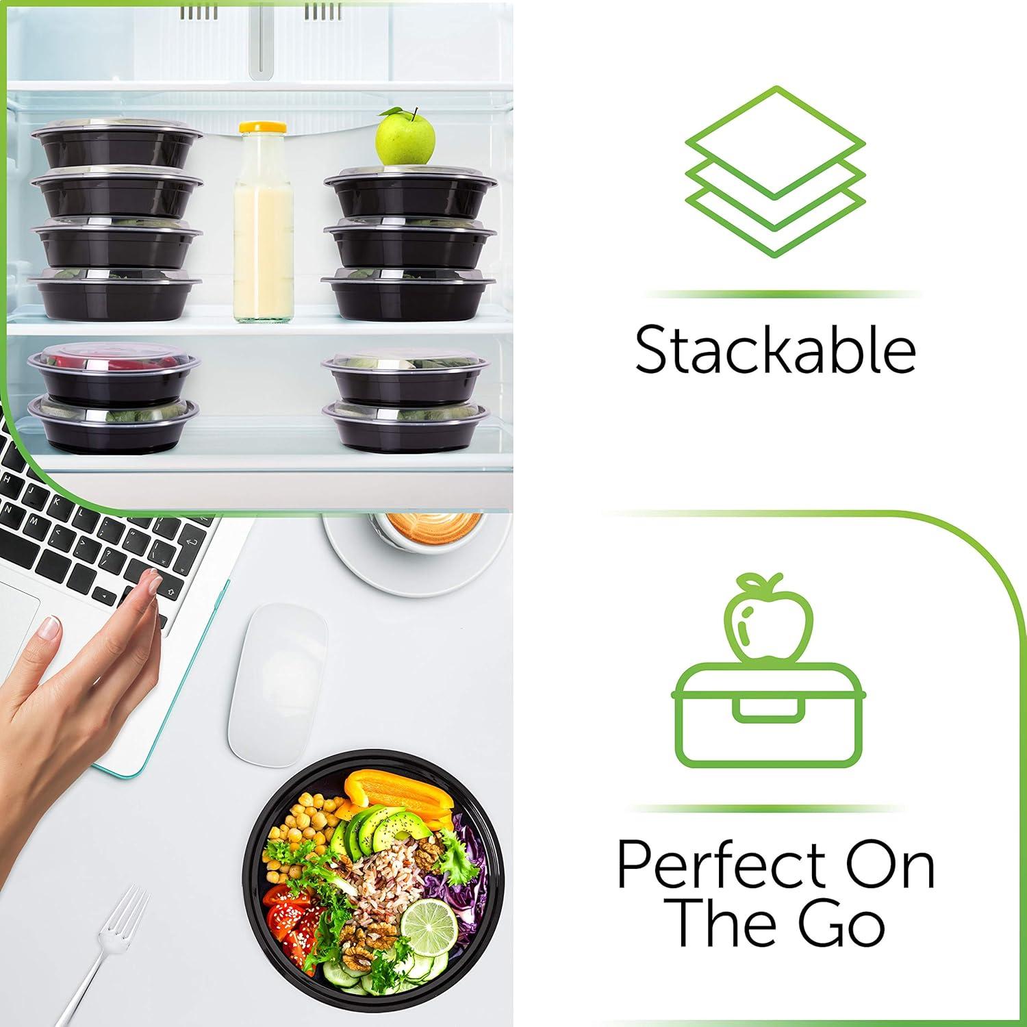 Recipientes de Plástico PrepNaturals 10 Unidades 24 oz Negros