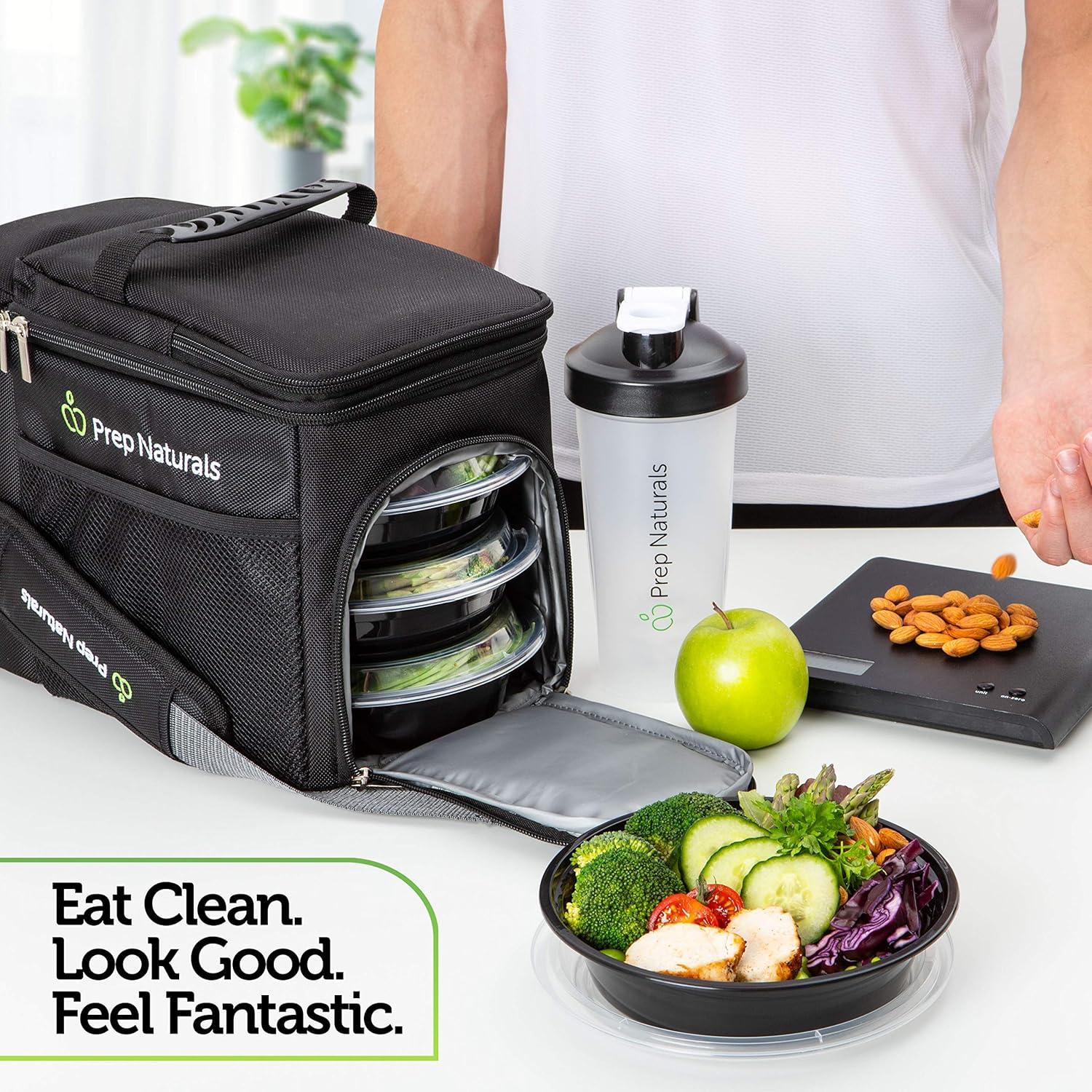 Recipientes de Plástico PrepNaturals 10 Unidades 24 oz Negros