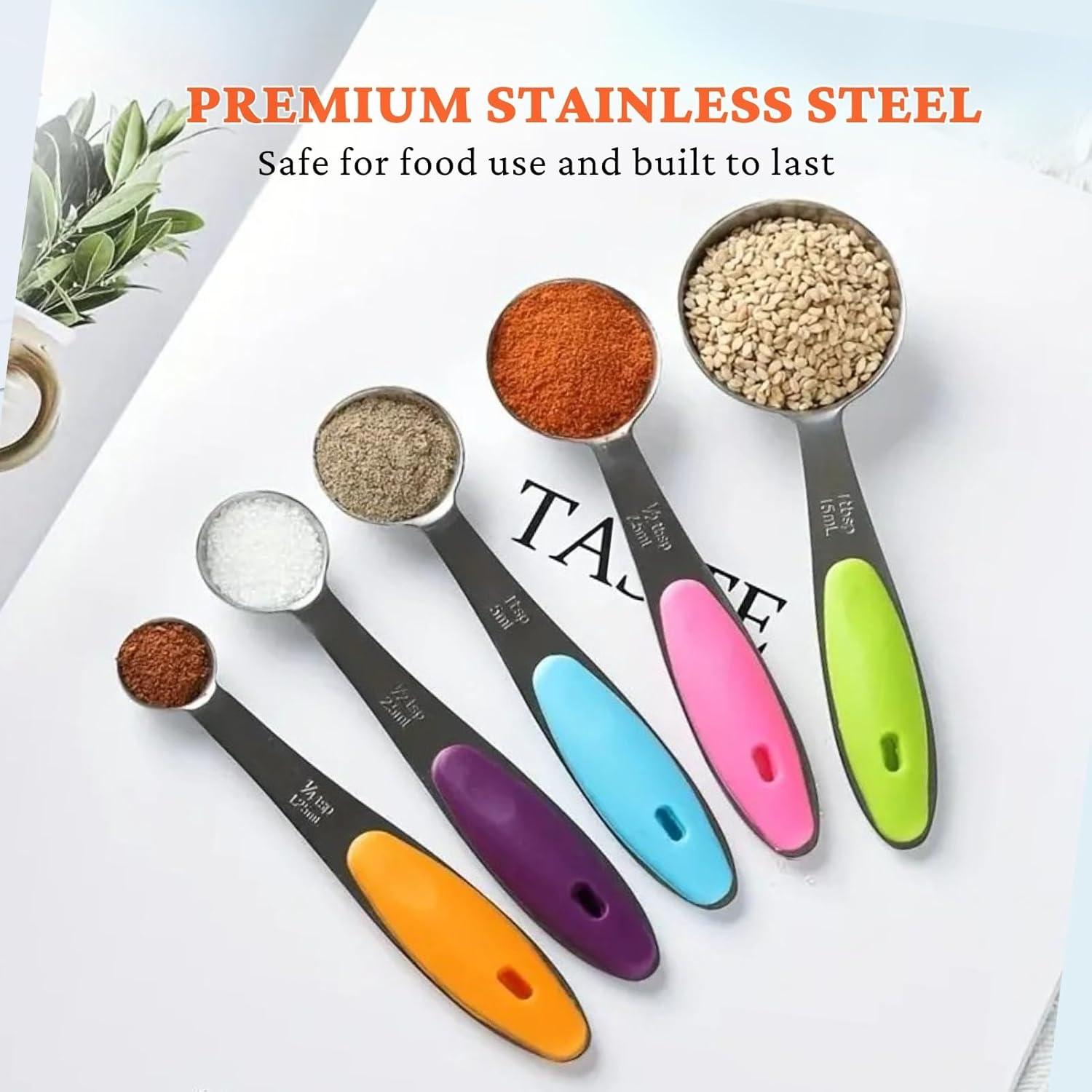 Juego de Tazas y Cucharas Medidoras YUNNKEEY 15 Piezas Acero Inoxidable