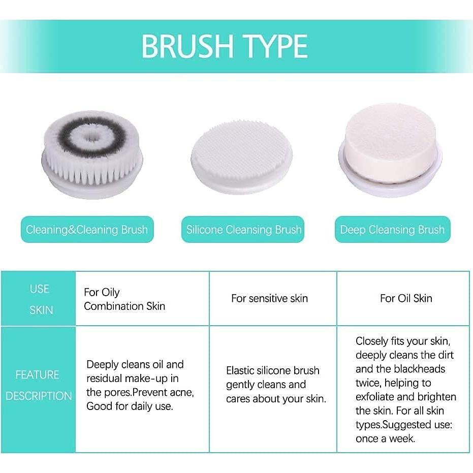 TOUCHBeauty Cepillo Facial de Limpieza 3 Piezas TB-14838