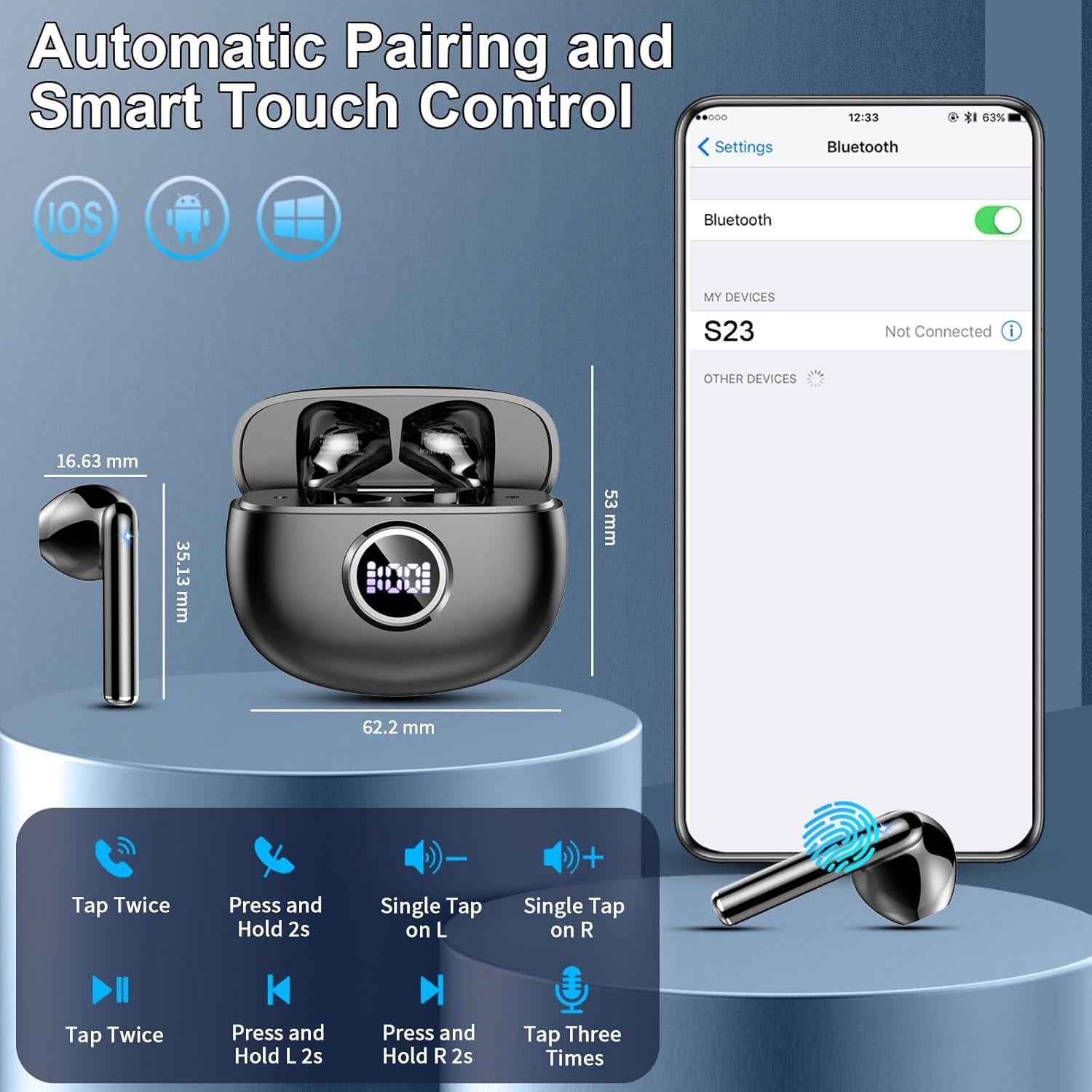 Auriculares Inalámbricos Motost S23 Bluetooth 5.3 HiFi 40H IP7