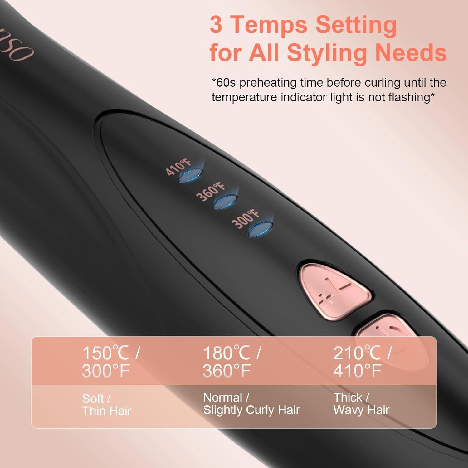 Plancha de Rizar Automática AFANSO 3 en 1 2.54-3.81 cm Oro Rosa