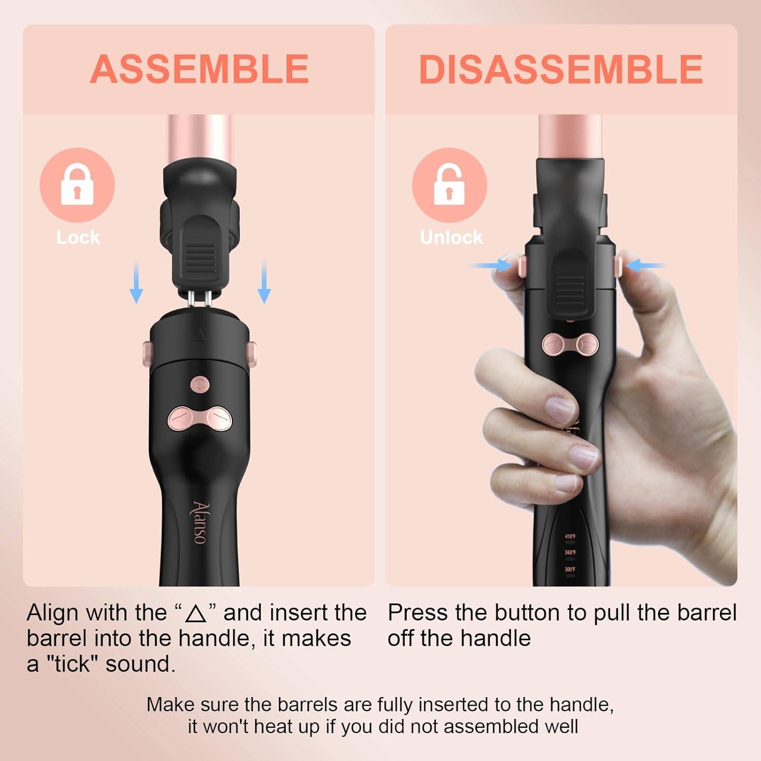 Plancha de Rizar Automática AFANSO 3 en 1 2.54-3.81 cm Oro Rosa