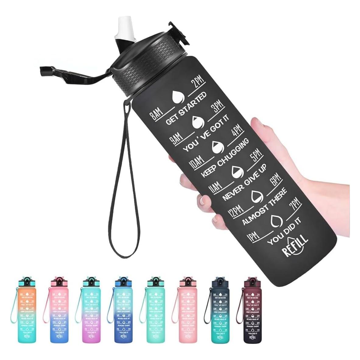 Botella de Agua Deportiva Genérica 1L con Marcadores de Tiempo