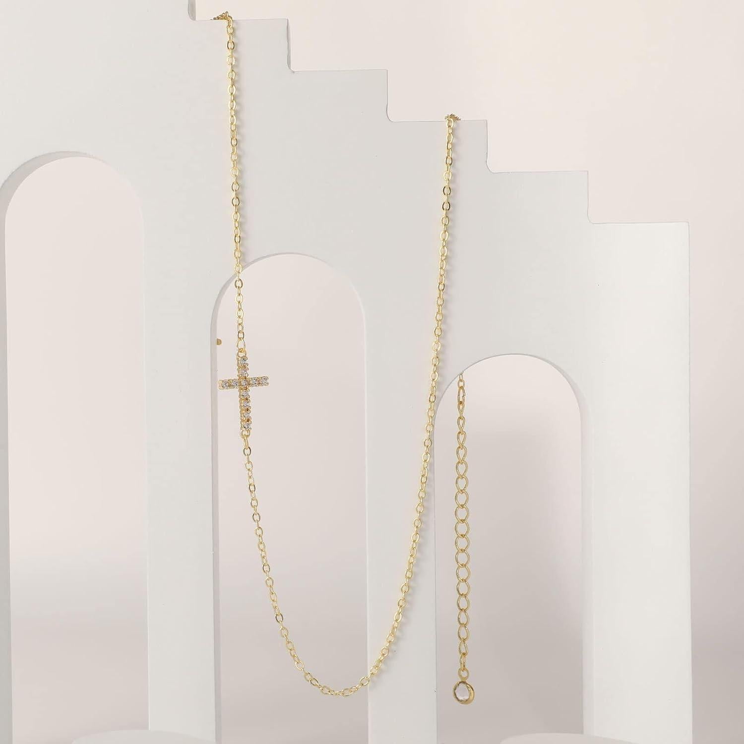 Collar Cruz de Oro 14K para Mujeres - Joyería Rotnso Ajustable