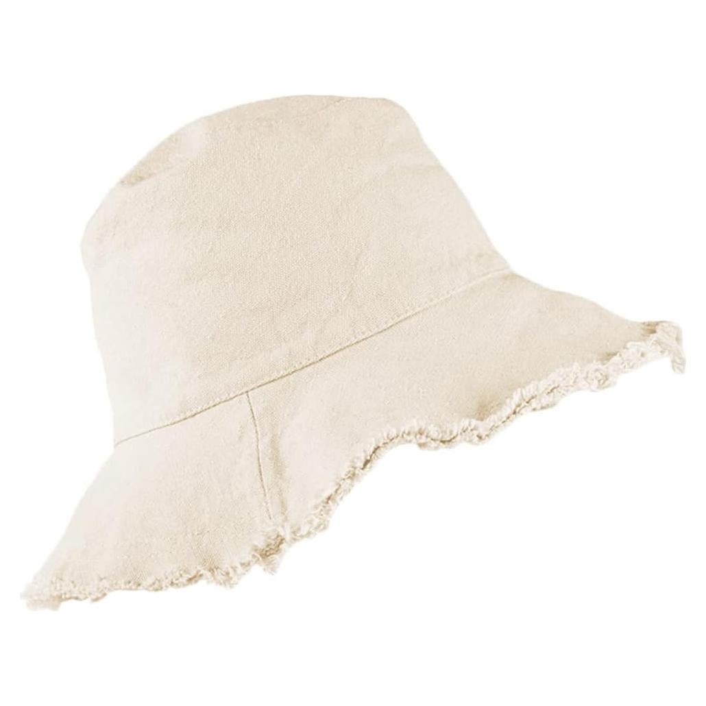 Sombrero de Cubo de Algodón Beige con Protección Solar UV