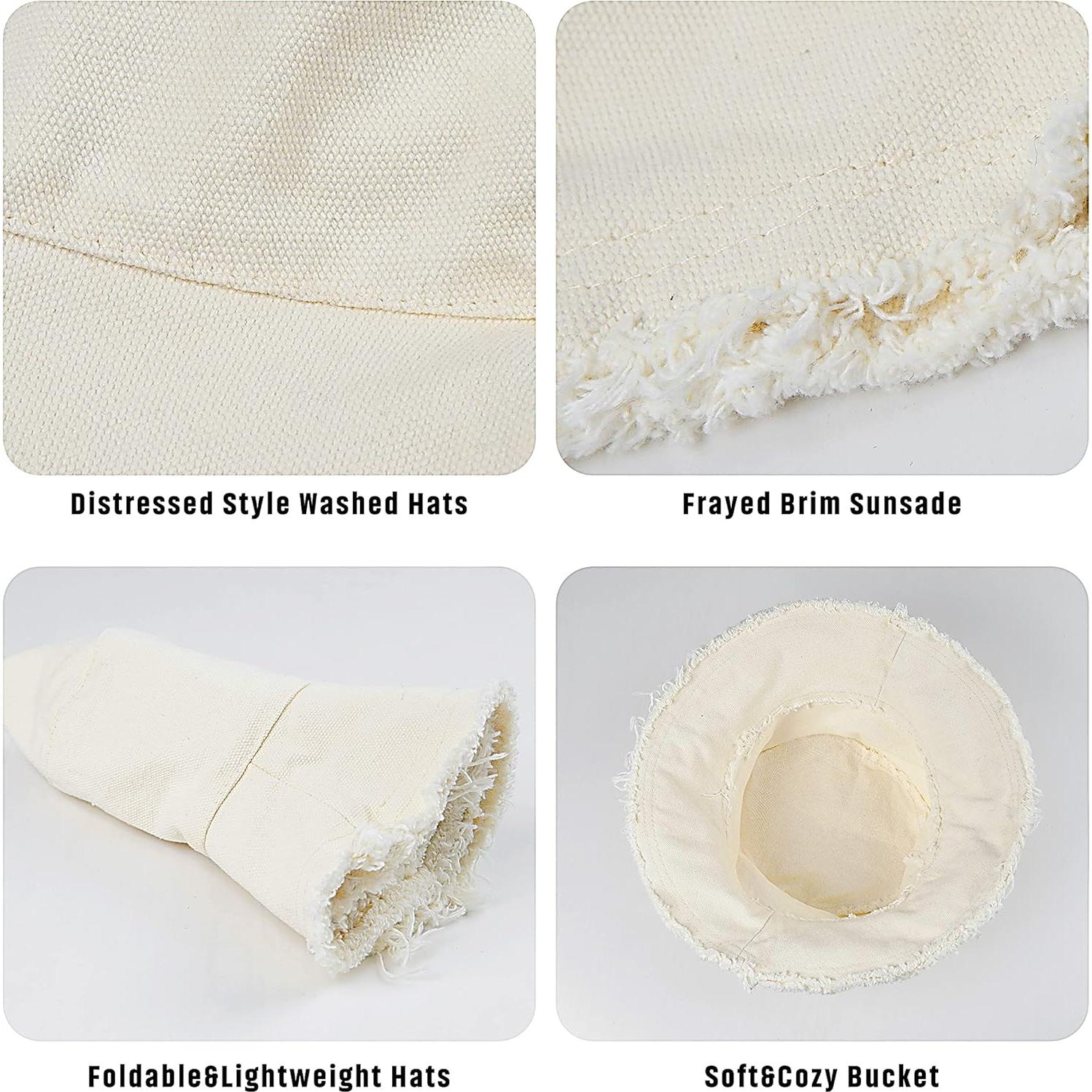 Sombrero de Cubo de Algodón Beige con Protección Solar UV