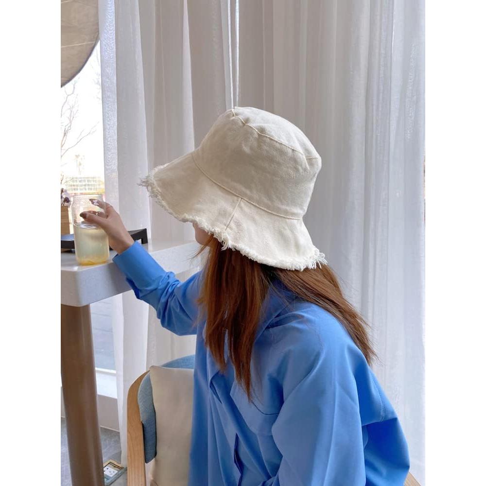 Sombrero de Cubo de Algodón Beige con Protección Solar UV