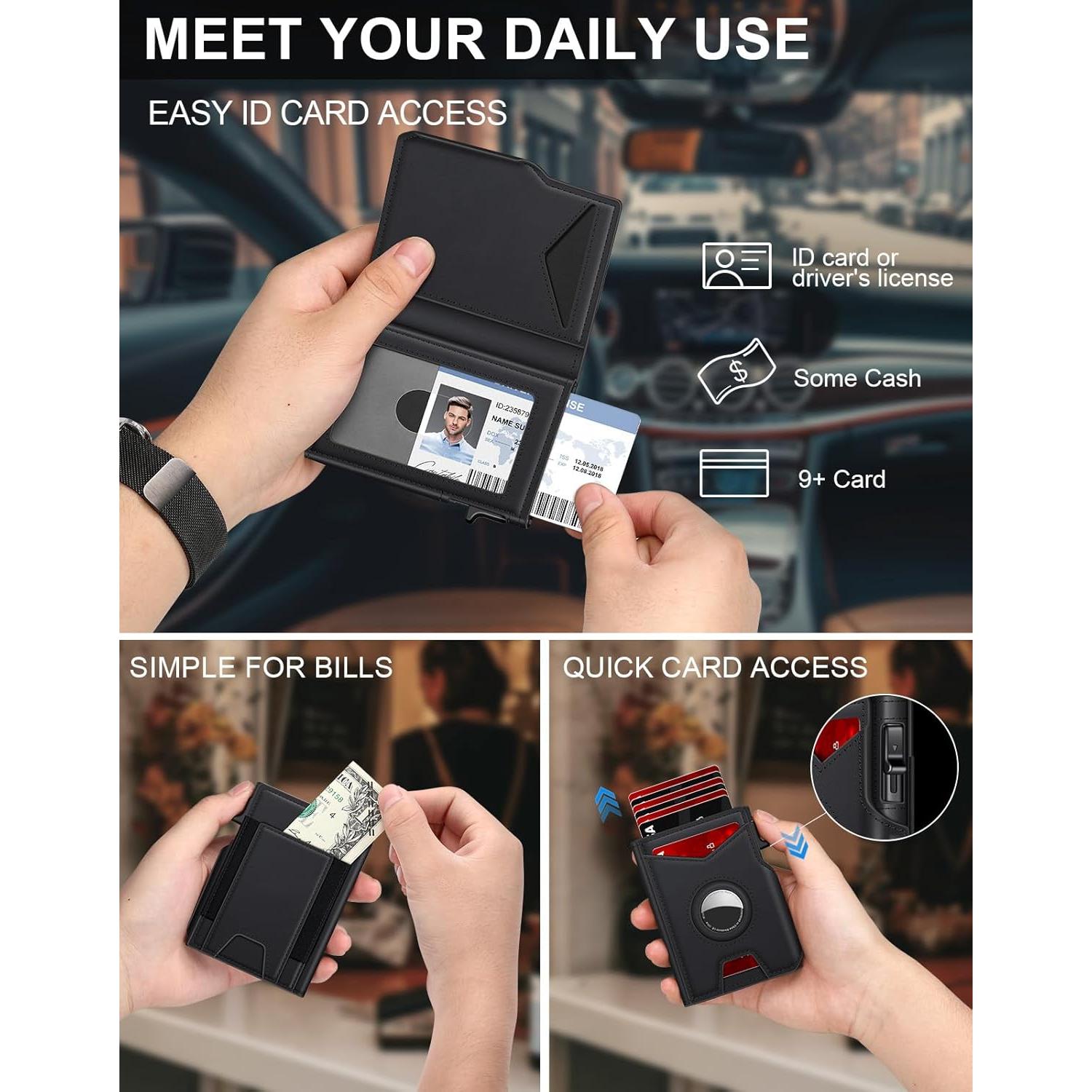 Billetera Slim Minimalista IITRRS para Hombres con Airtag Negro