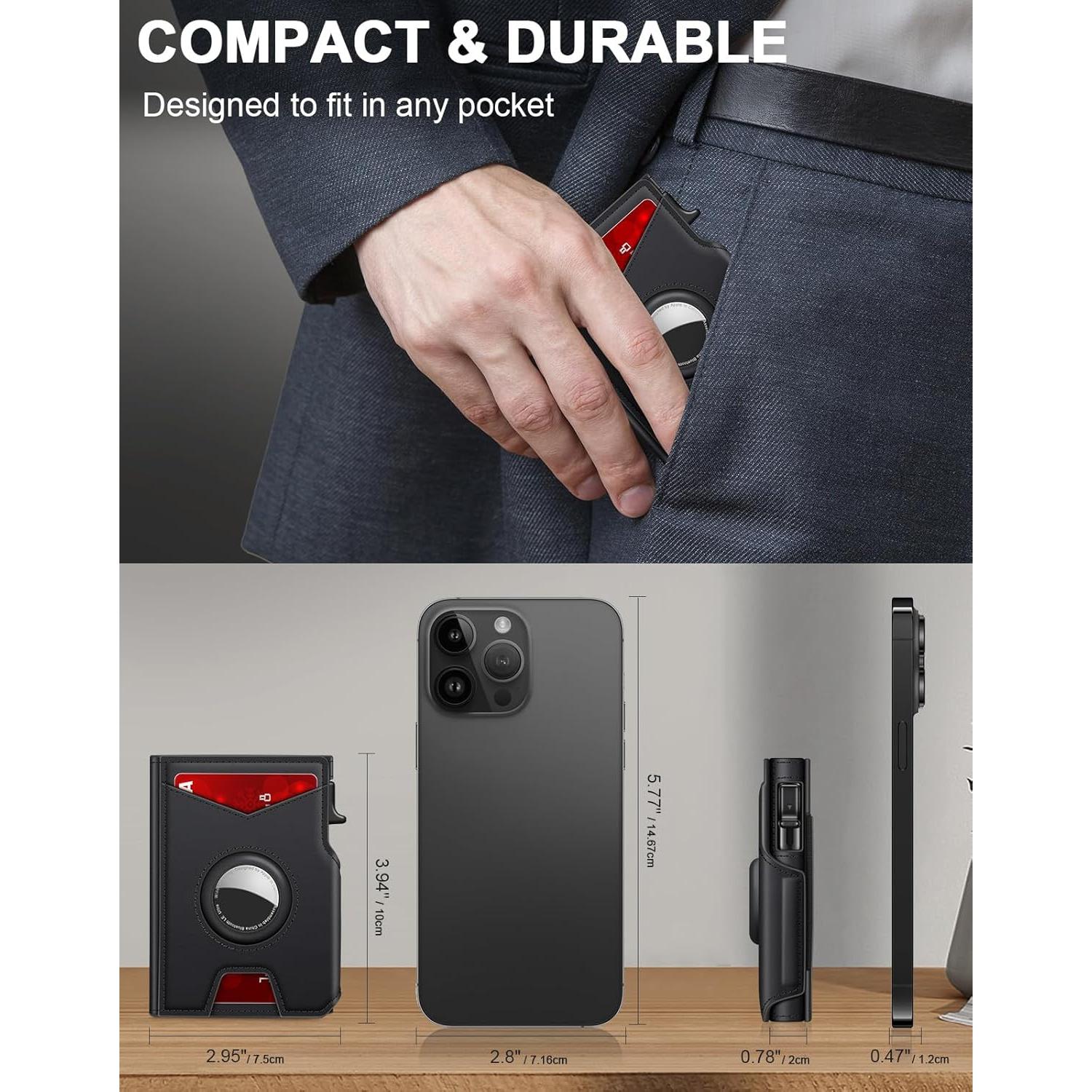 Billetera Slim Minimalista IITRRS para Hombres con Airtag Negro