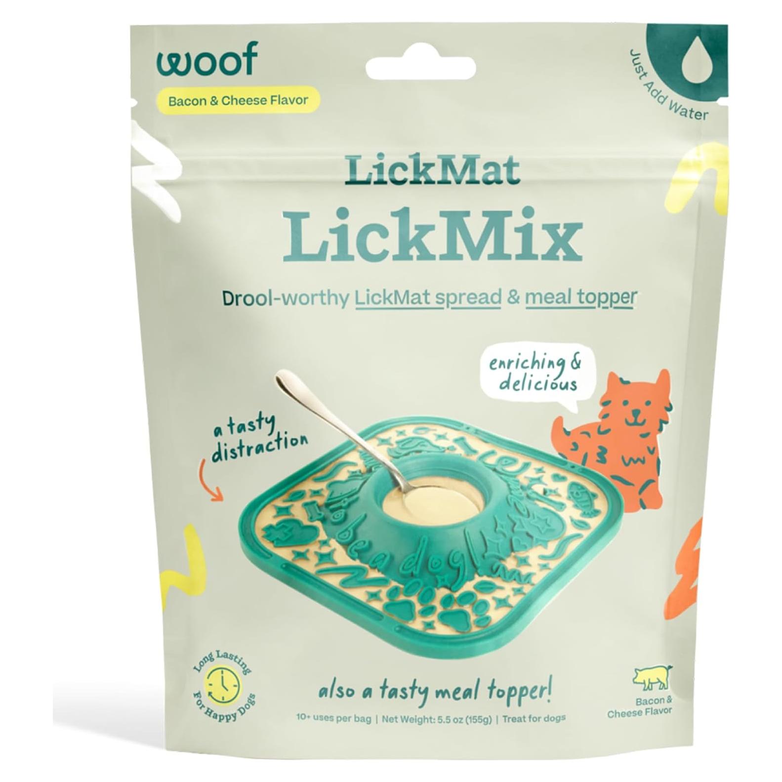 LickMix WOOF - Alfombrilla de Lamer para Perros Tocino y Queso