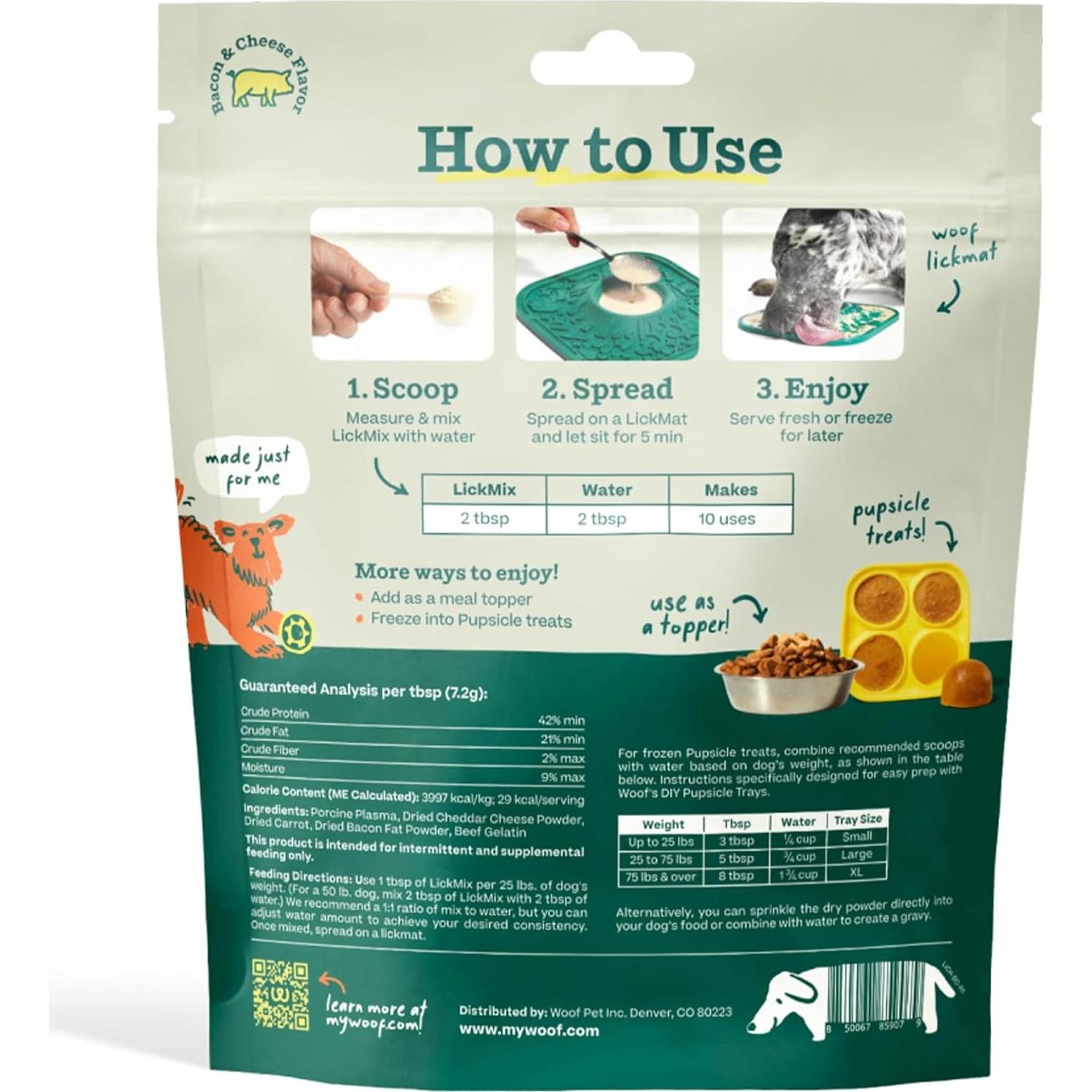 LickMix WOOF - Alfombrilla de Lamer para Perros Tocino y Queso