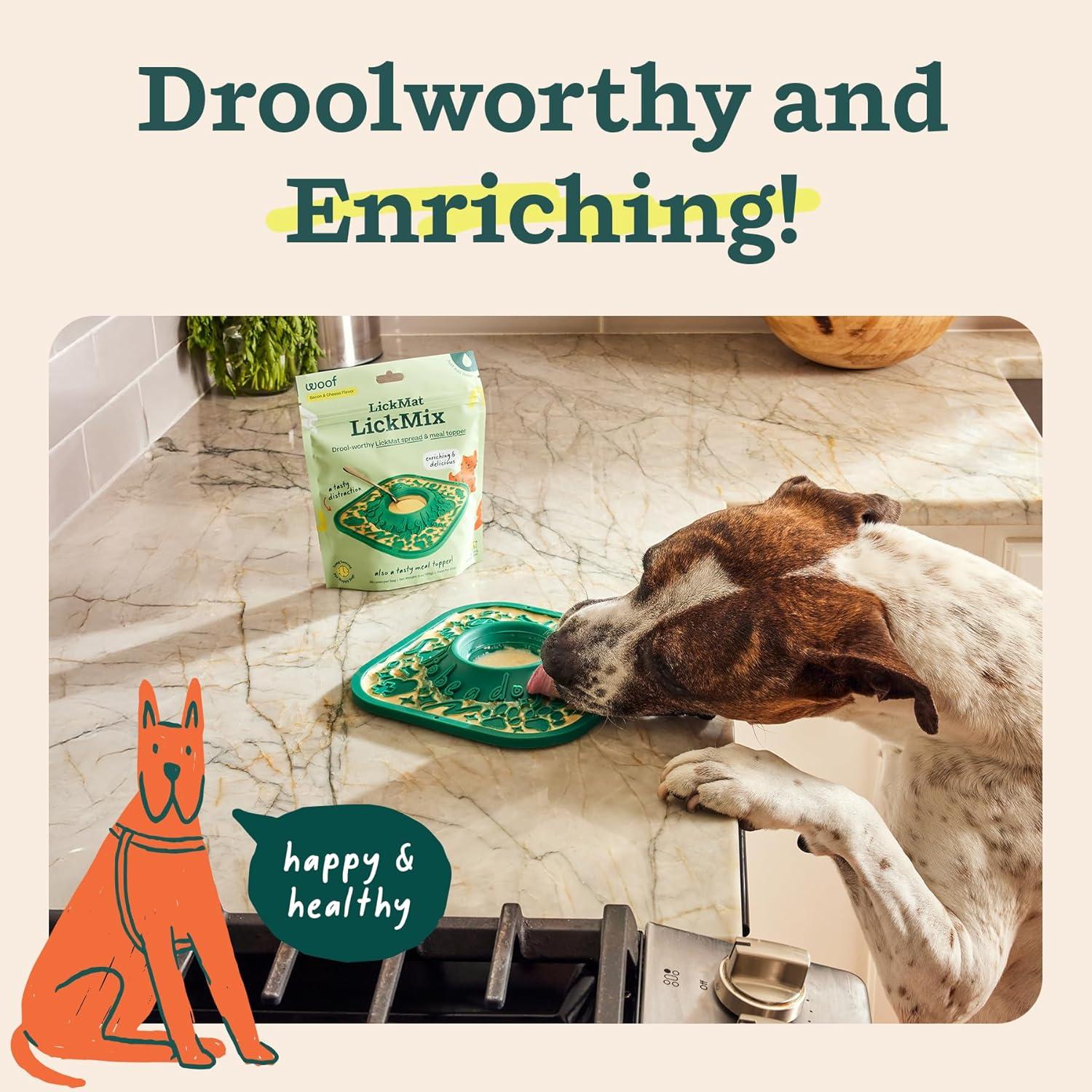 LickMix WOOF - Alfombrilla de Lamer para Perros Tocino y Queso