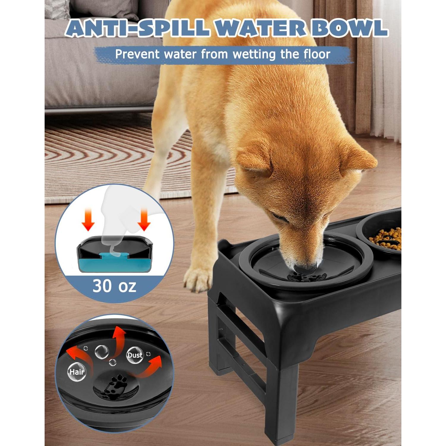 Cuencos Elevados para Perros SCHITEC Ajustables 4 Alturas