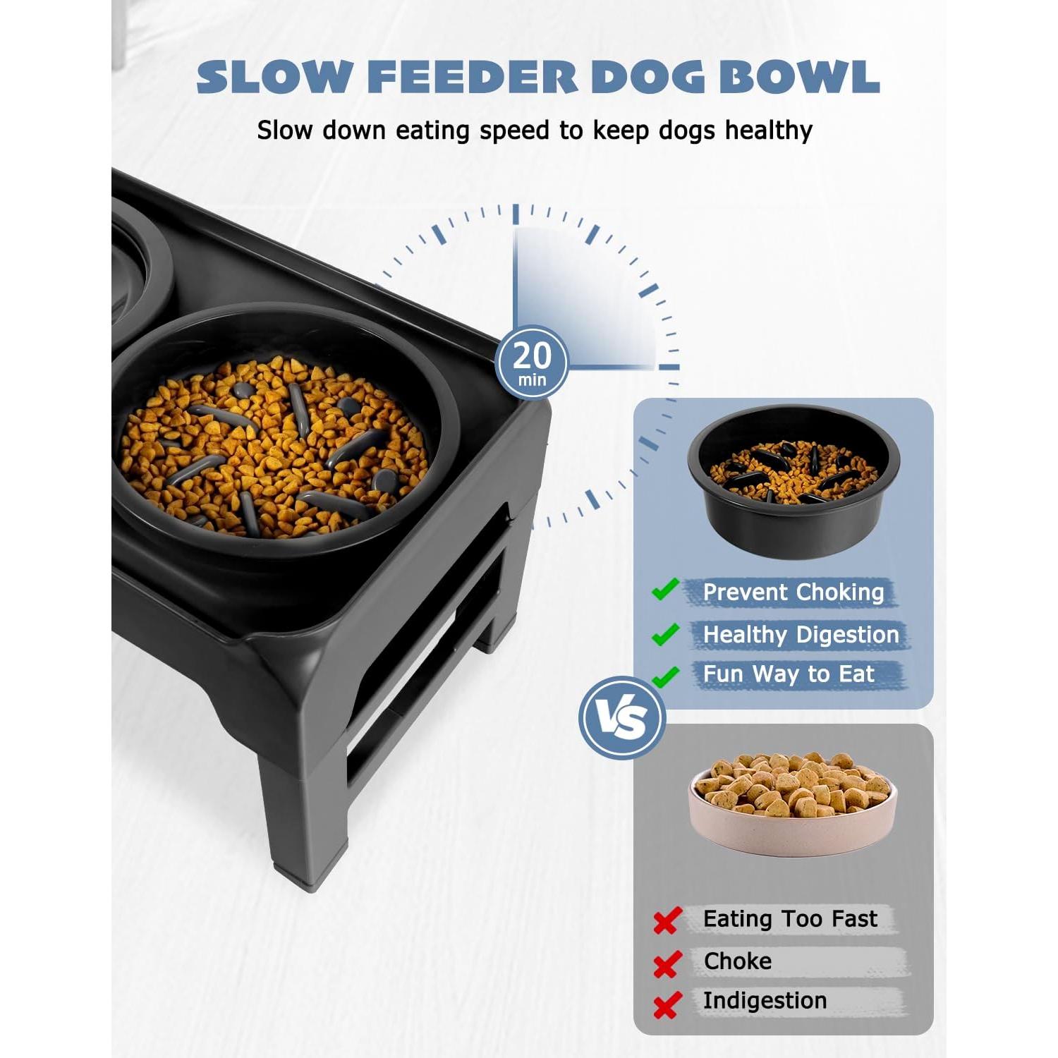 Cuencos Elevados para Perros SCHITEC Ajustables 4 Alturas