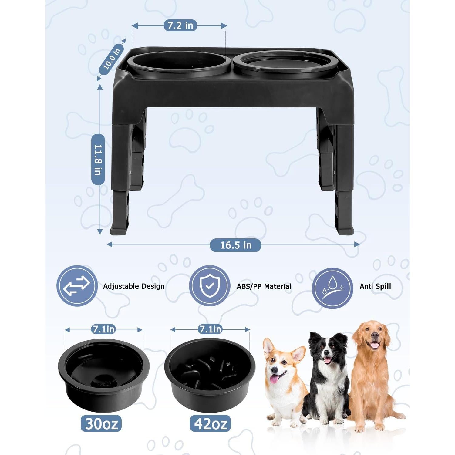 Cuencos Elevados para Perros SCHITEC Ajustables 4 Alturas