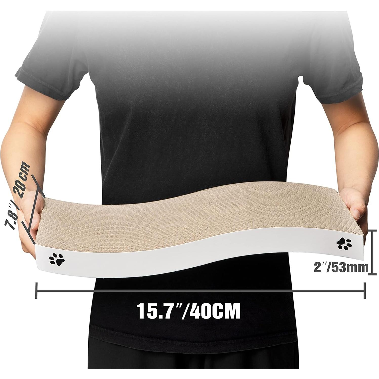 Cat Scratcher, Durable Scratch Pad, Corrugated Cardboard Scratching Board for Indoor Cats, Heavy Duty, Double-Sided Usability, Recyclable, with Catnip