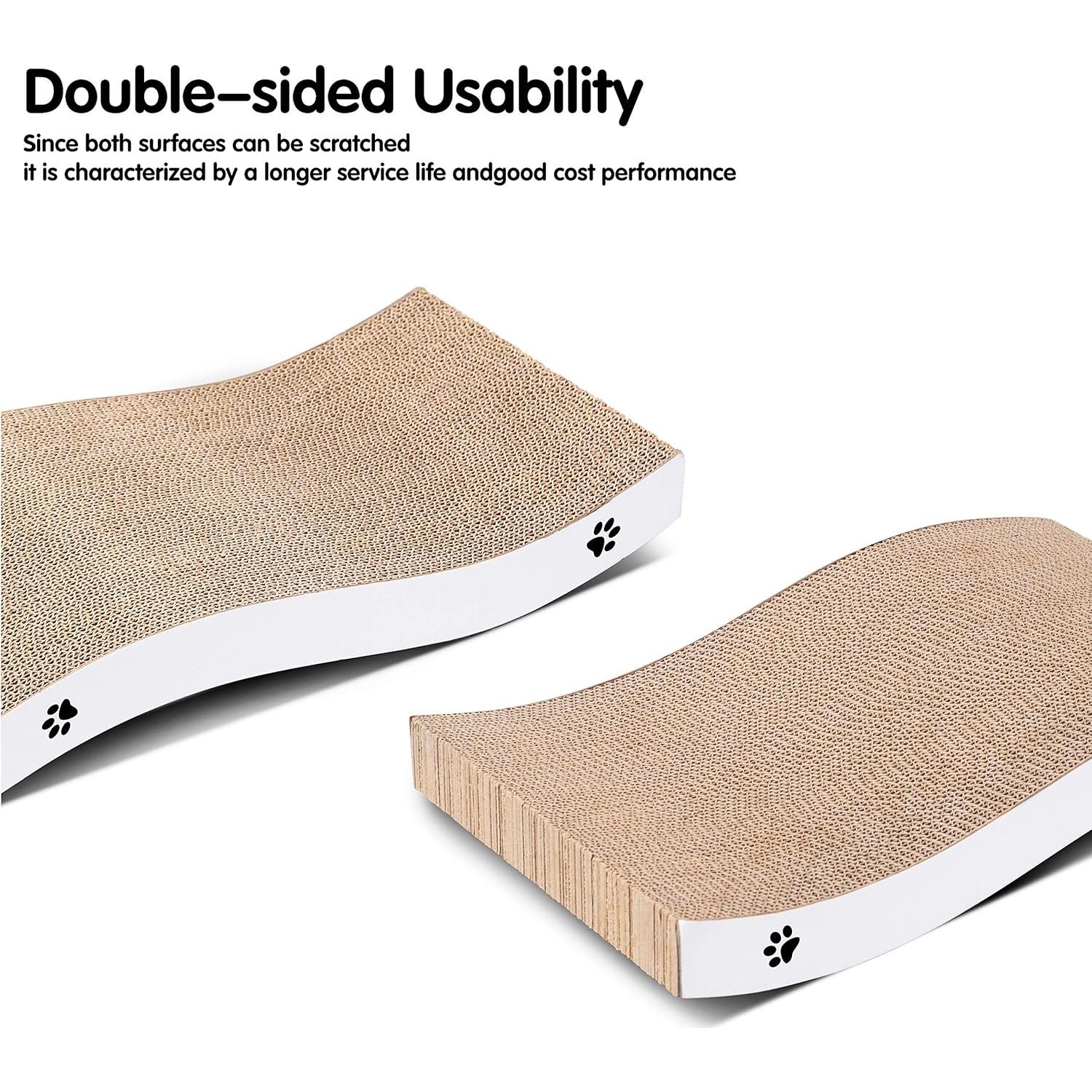 Cat Scratcher, Durable Scratch Pad, Corrugated Cardboard Scratching Board for Indoor Cats, Heavy Duty, Double-Sided Usability, Recyclable, with Catnip