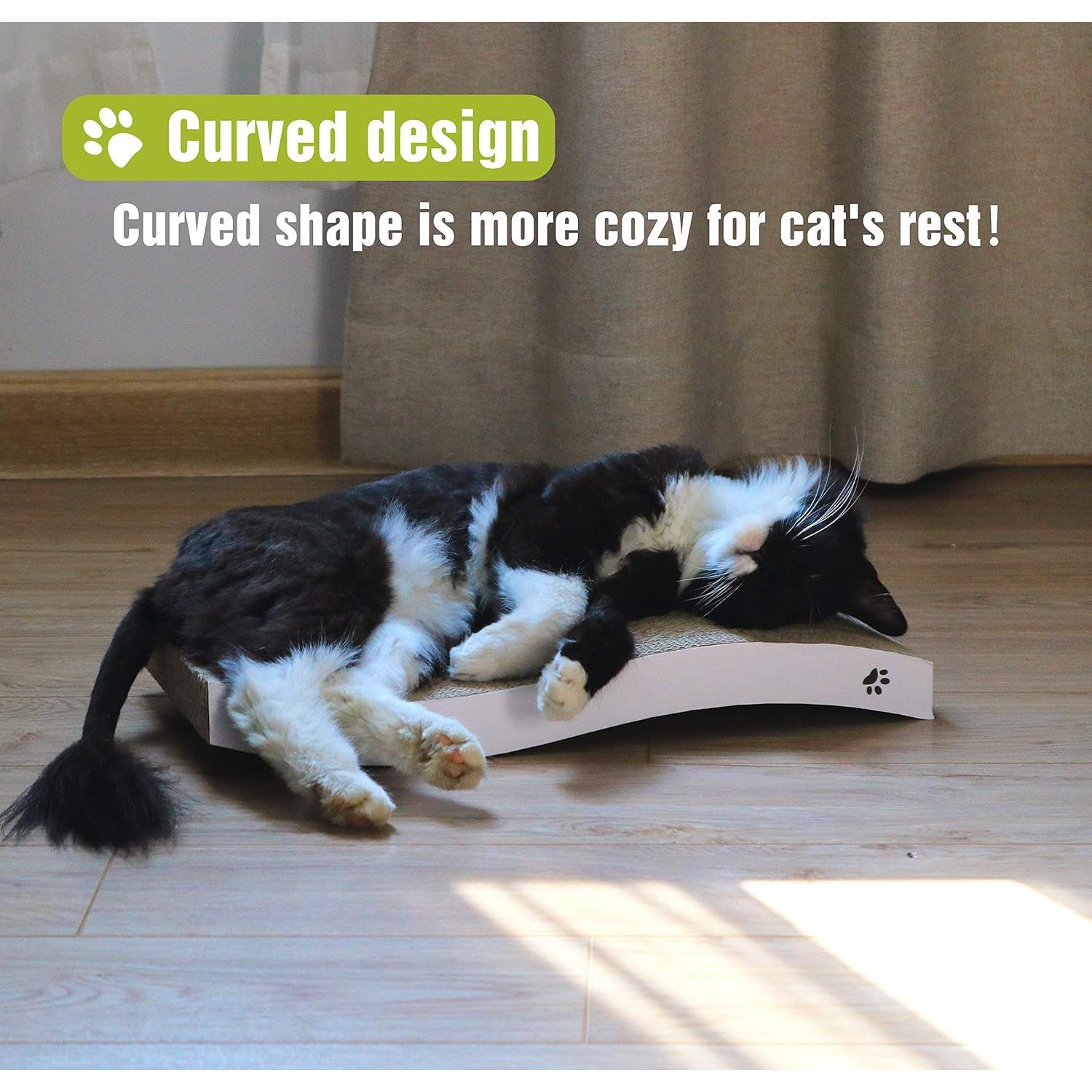 Cat Scratcher, Durable Scratch Pad, Corrugated Cardboard Scratching Board for Indoor Cats, Heavy Duty, Double-Sided Usability, Recyclable, with Catnip