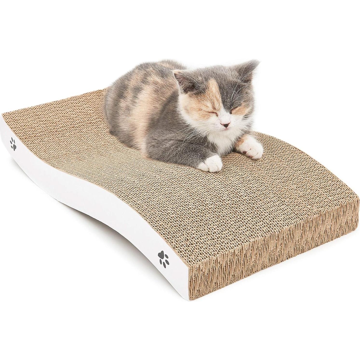 Cat Scratcher, Durable Scratch Pad, Corrugated Cardboard Scratching Board for Indoor Cats, Heavy Duty, Double-Sided Usability, Recyclable, with Catnip