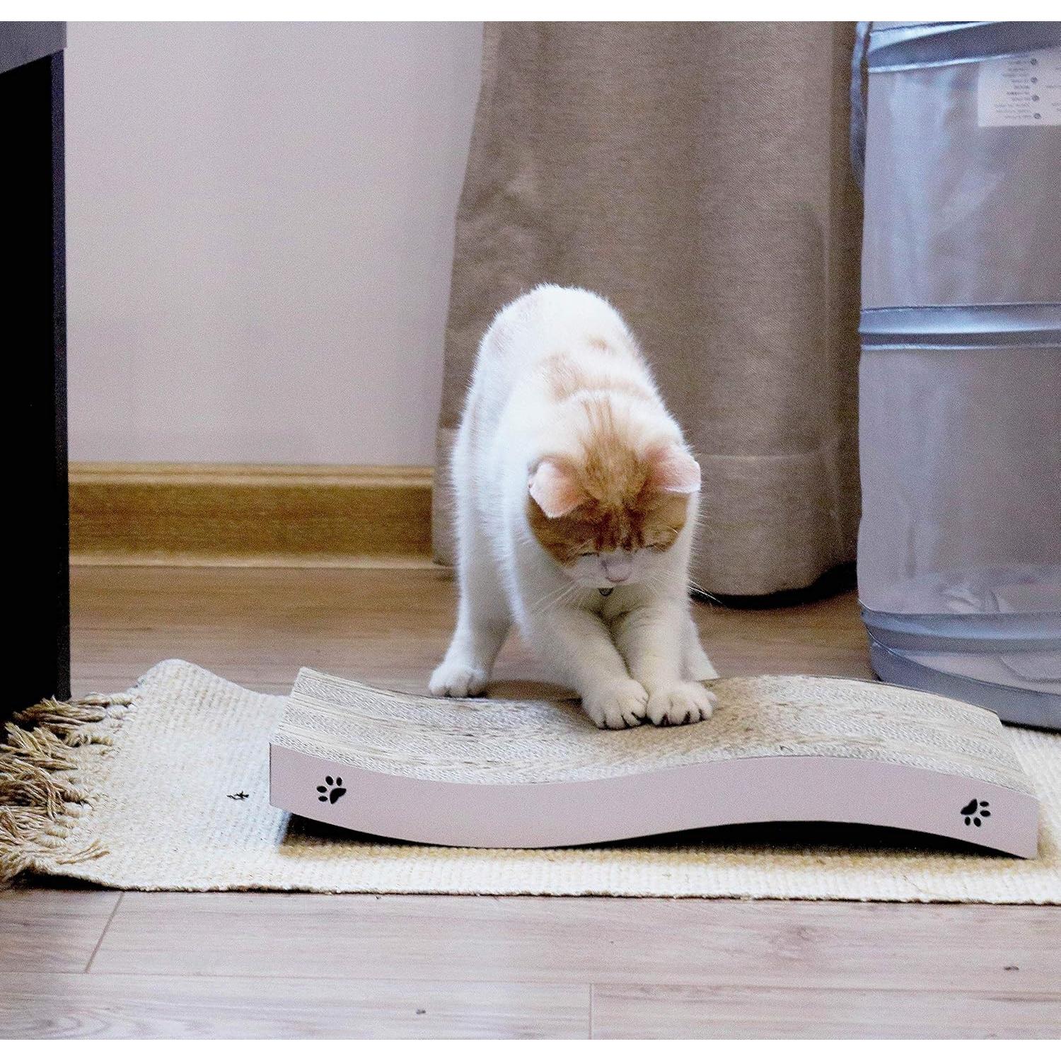 Cat Scratcher, Durable Scratch Pad, Corrugated Cardboard Scratching Board for Indoor Cats, Heavy Duty, Double-Sided Usability, Recyclable, with Catnip