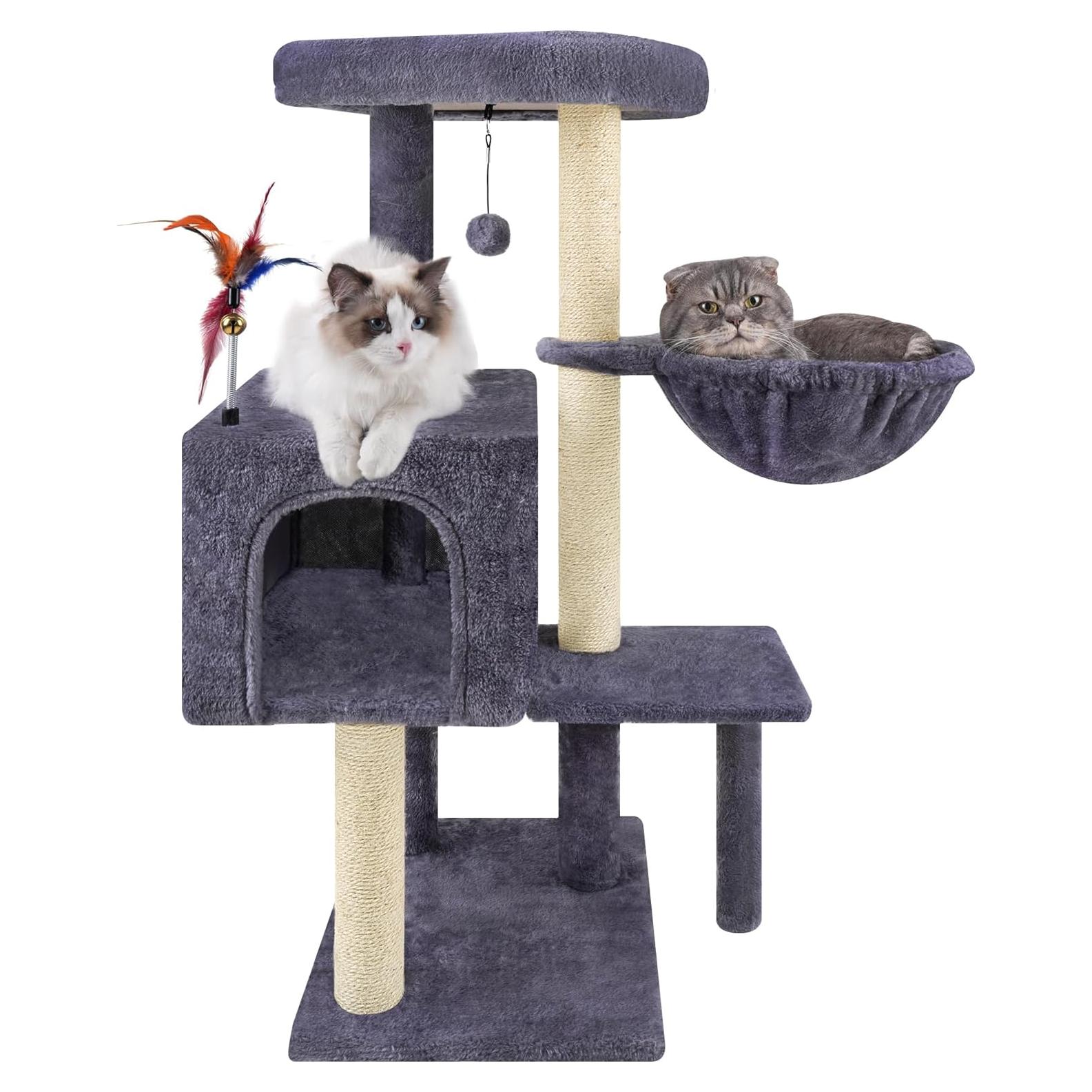 Árbol para Gatos AIWIKIDE 90 cm con Hamaca y Rascador Yute