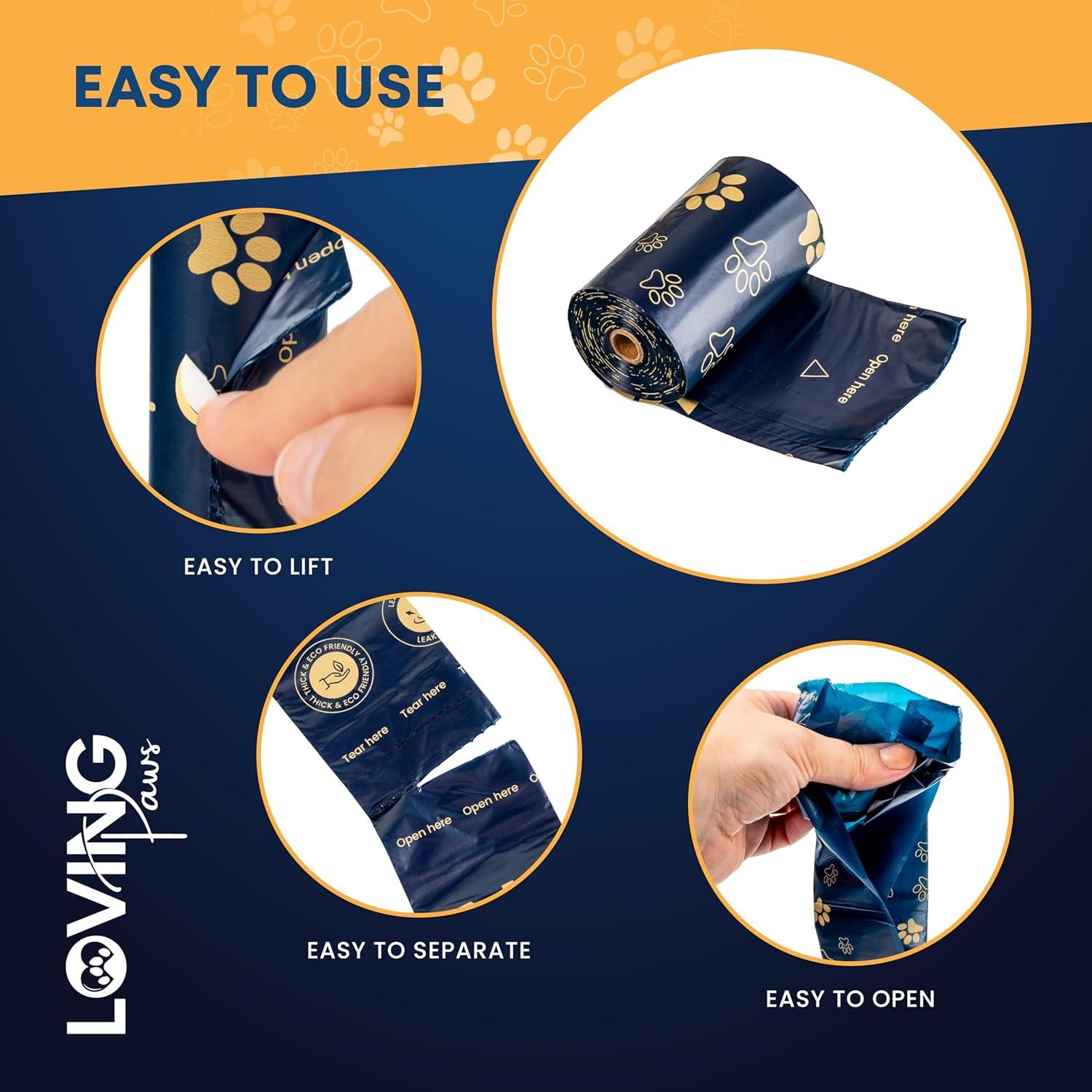 Bolsas para Excremento LOVING Paws - 140 Extra Gruesas y Resistentes